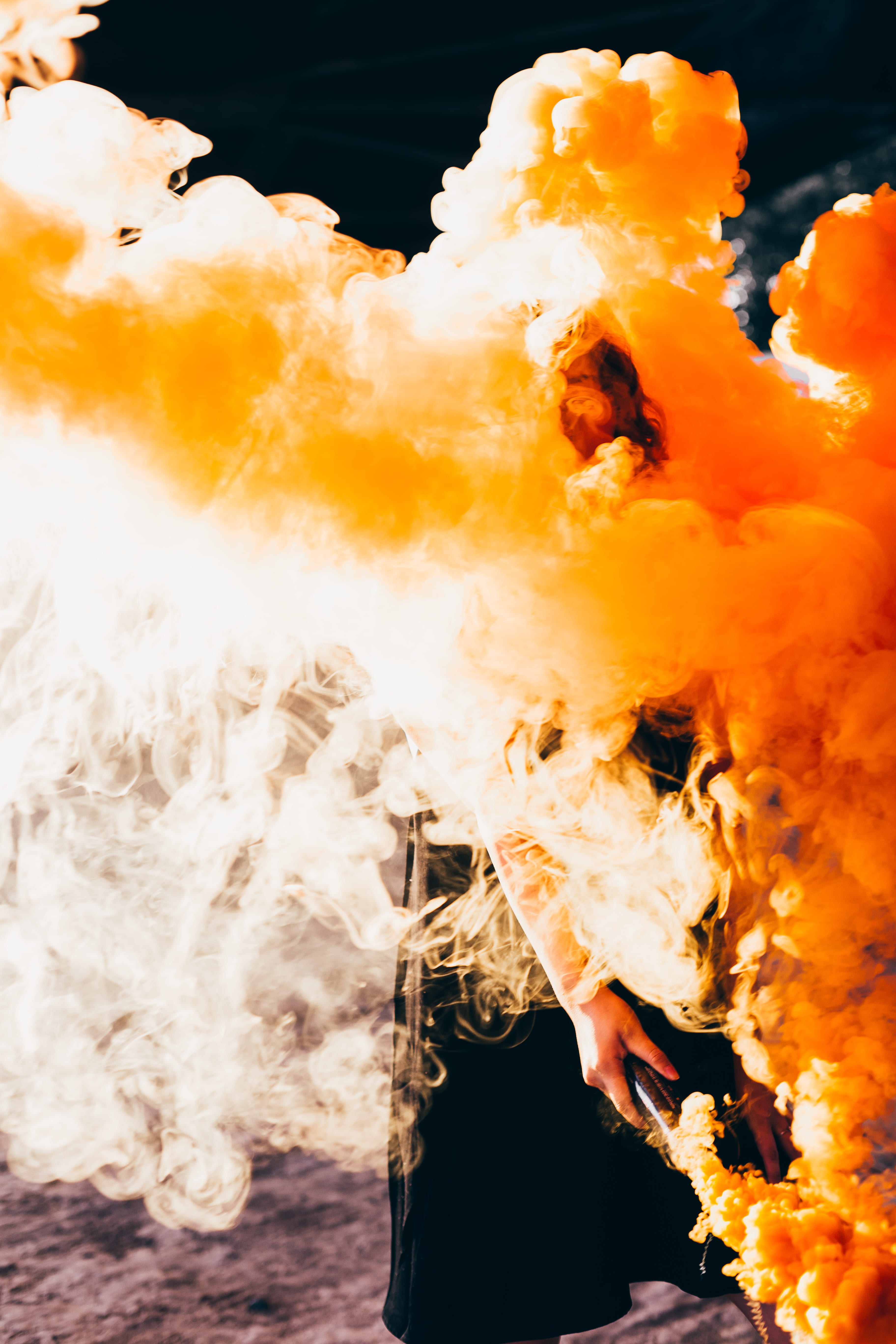 holding, abstract, flame, burning, person, warm, smoke bomb, model, communication, fire - natural phenomenon, smoke - physical structure, motion, one person, Phone HD Wallpaper