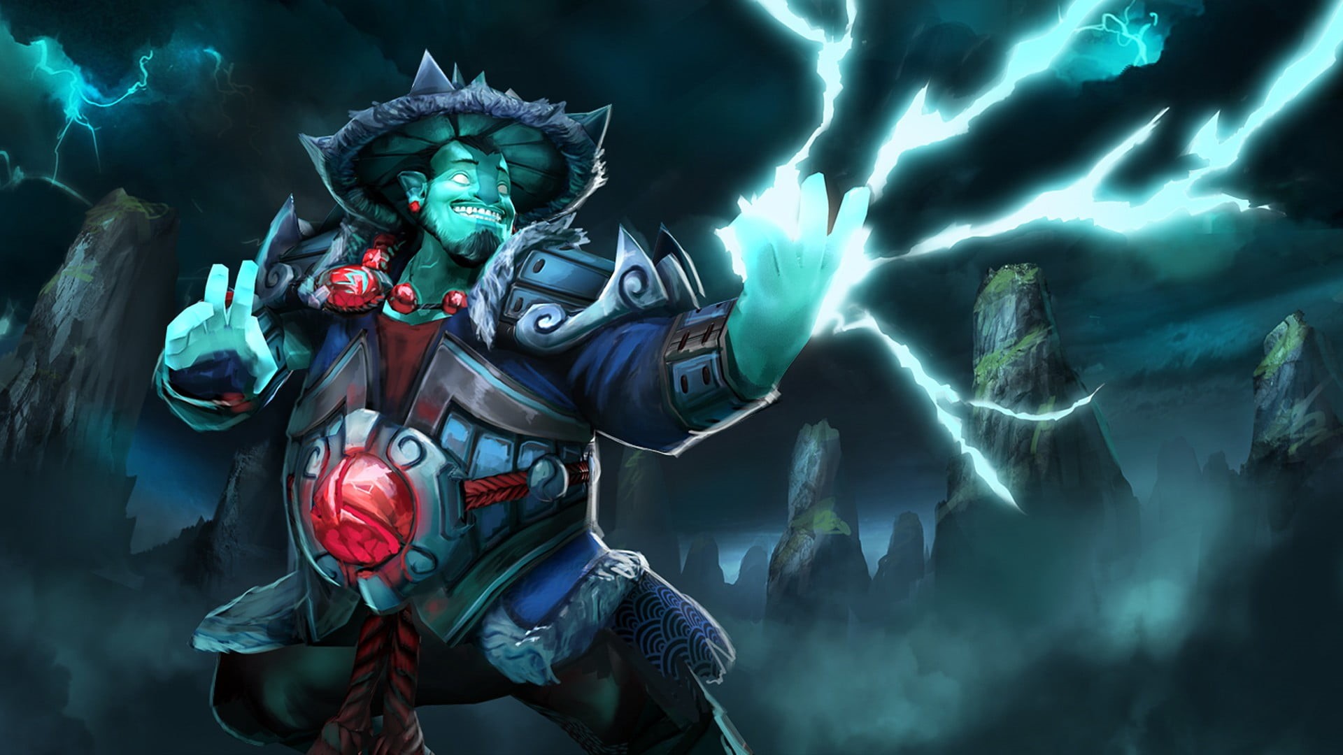 fear, illuminated, thunder, art and craft, nature, Dota 2, representation, clothing, Storm Spirit, 1080P, creativity, storm, dota, night, spirituality, HD Wallpaper