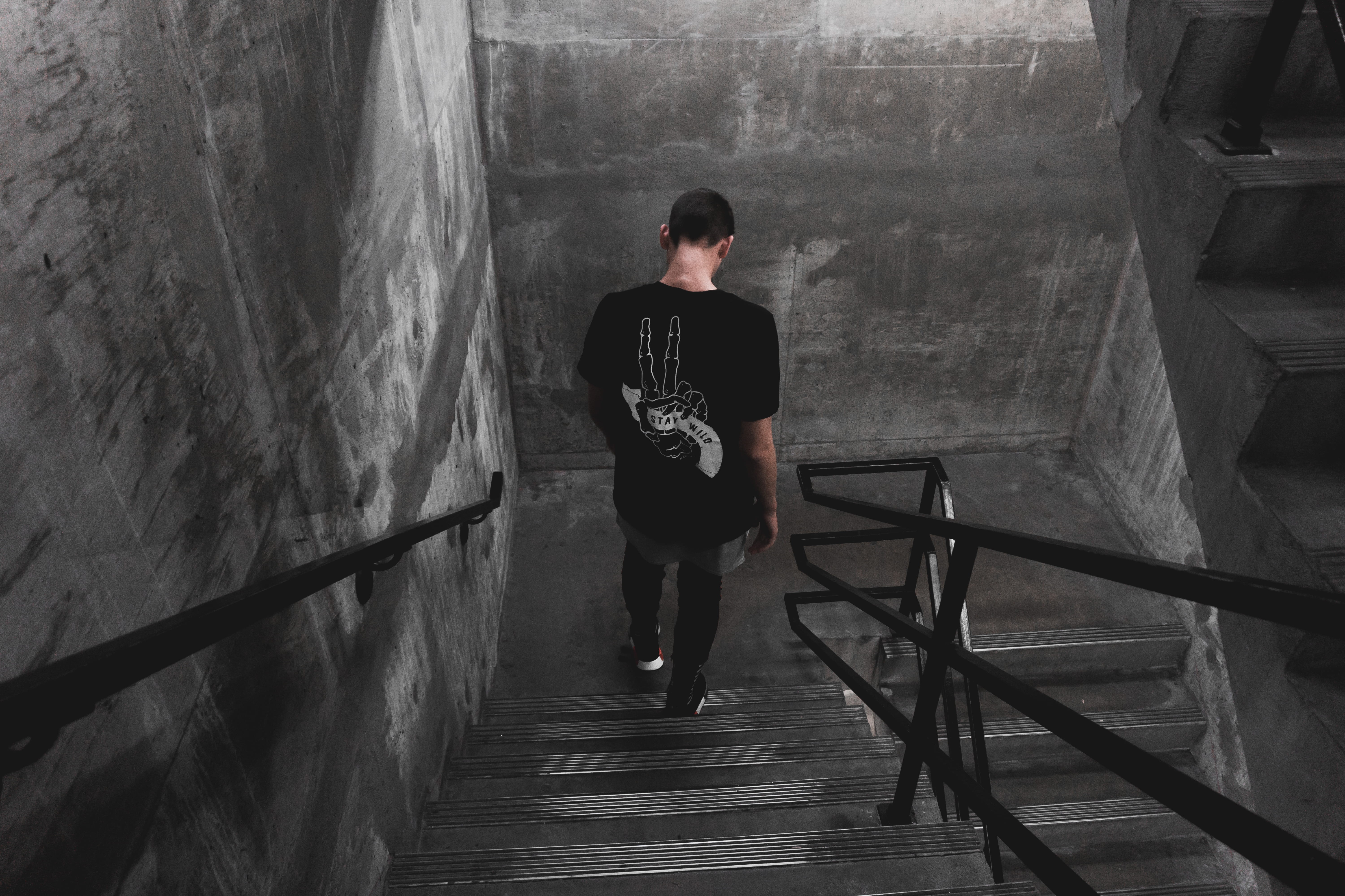 follow, man, full length, hairstyle, shirt, stairwell, indoors, casual clothing, going down stairs, dude, day, guy, railing, leisure activity, walking, HD Wallpaper