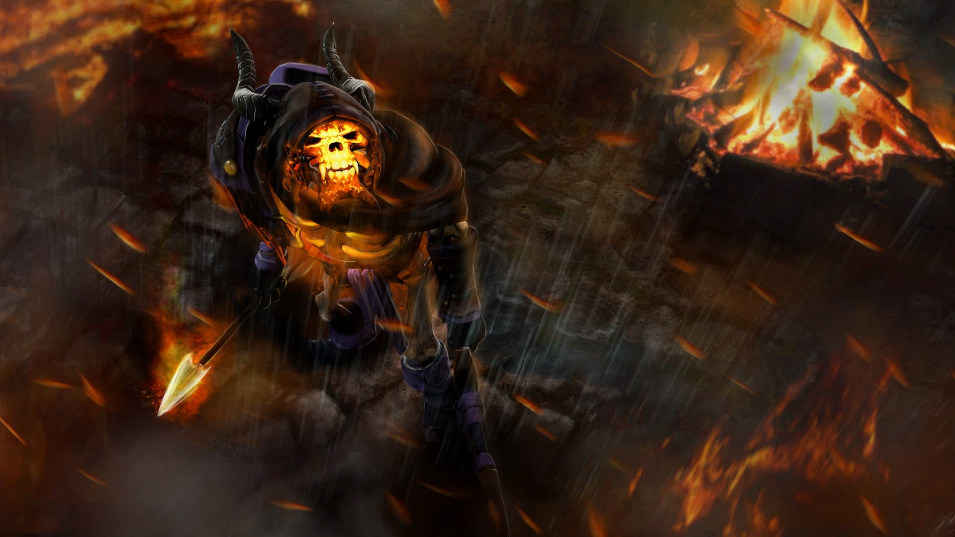 Defense of the ancient, nature, wood, Dota 2, fantasy art, high angle view, skeleton, heat - temperature, motion, 1080P, Valve Corporation, bow and arrow, HD Wallpaper