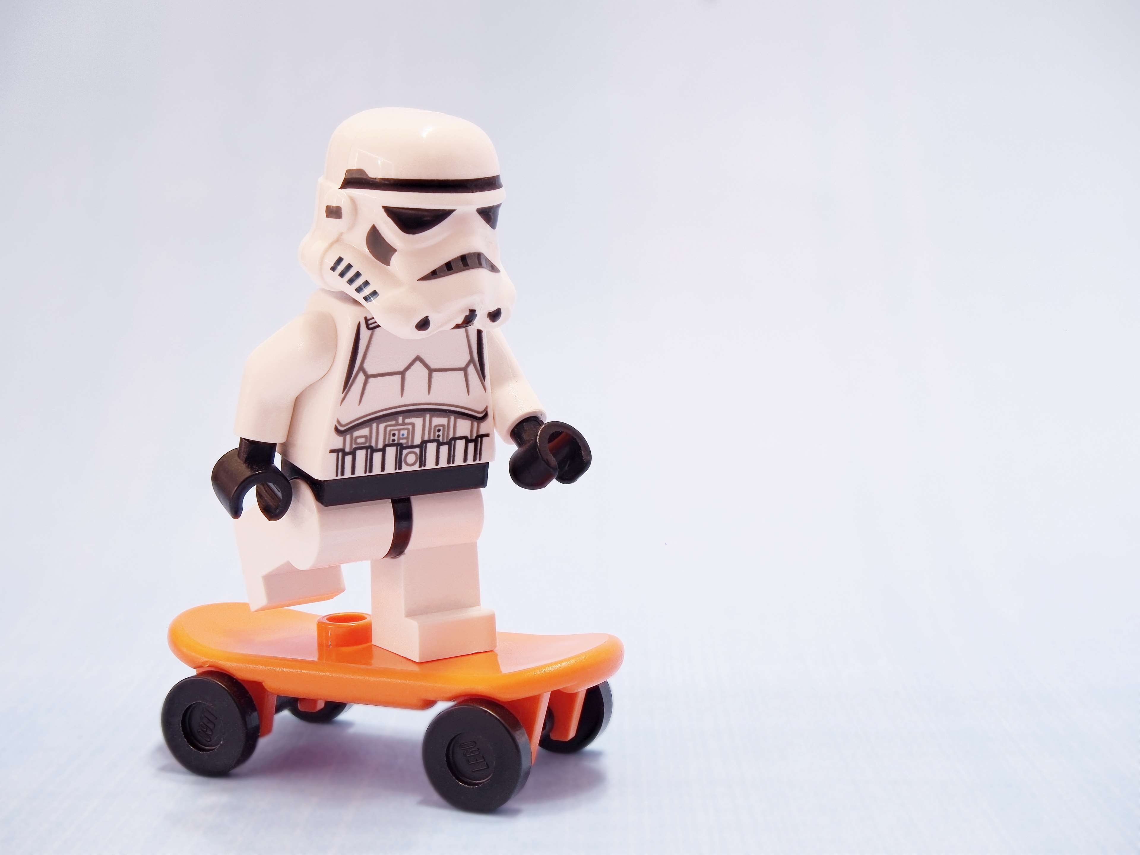 indoors, childhood, studio shot, infantry, white background, regular, goofy, star wars, skate, copy space, stormtrooper, human representation, male likeness, HD Wallpaper