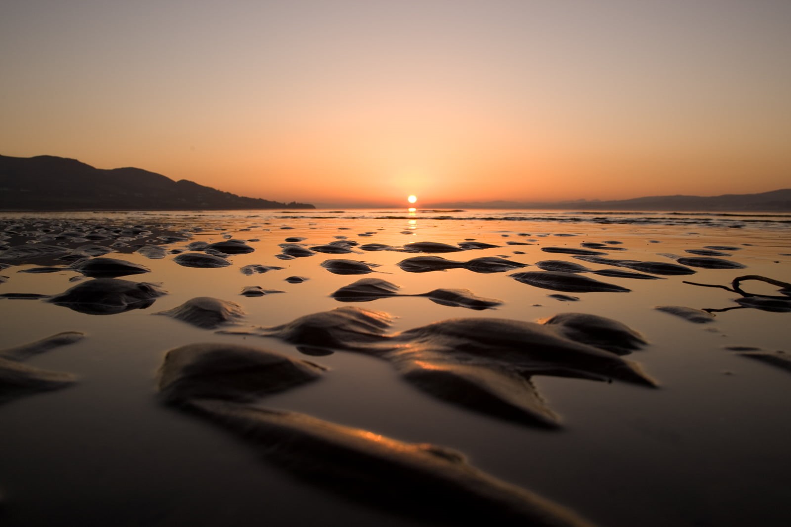 scenics, nature, sunlight, silhouette, sea, sunrise - Dawn, 720P, golden hour, water, landscape, beach, donegal, swilly, tranquil Scene, near, canon  EOS1, HD Wallpaper