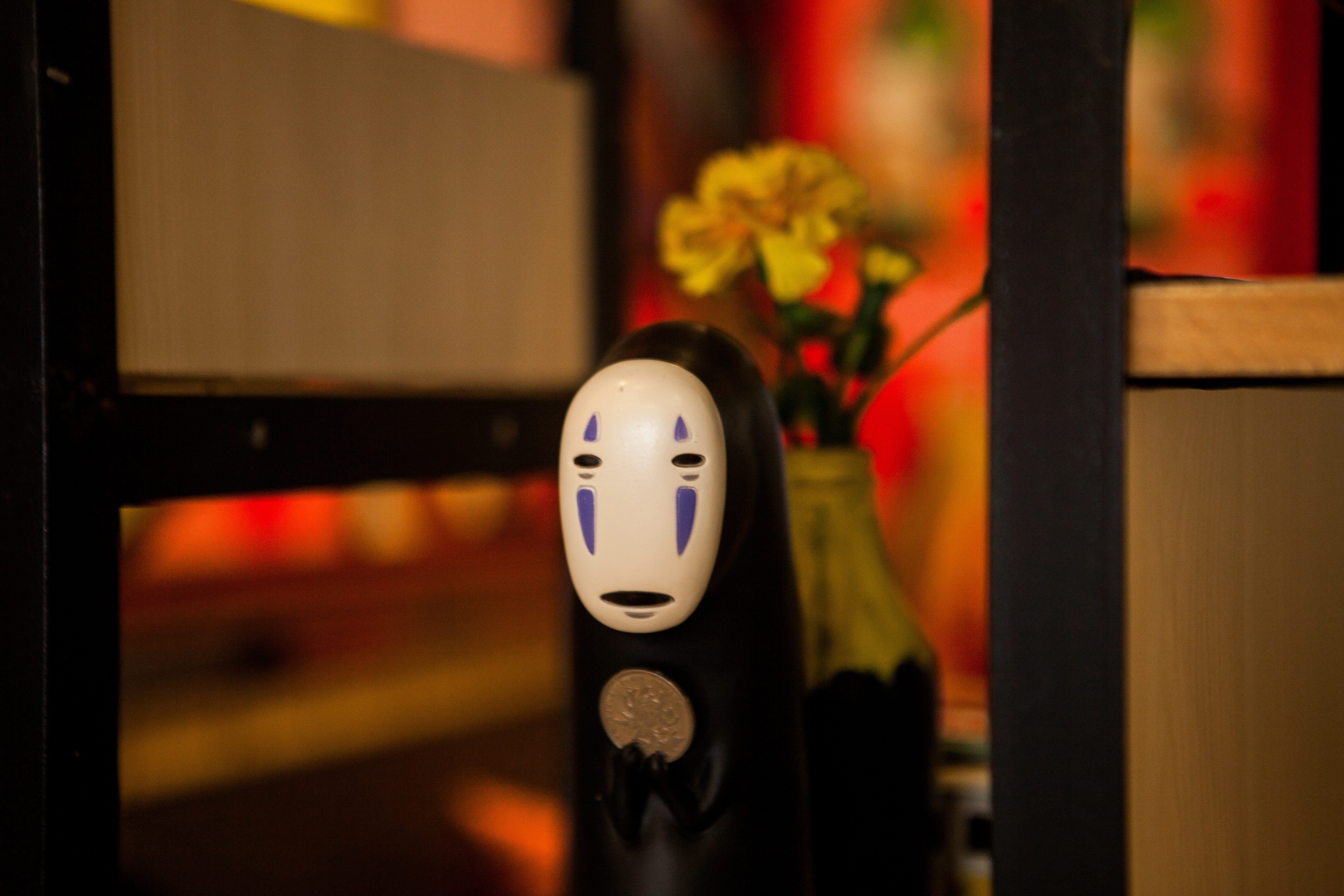 cards, flowering plant, japan, Spirited Away, close-up, flower, 5K, arrangement, mask, gambling, indoors, luck, cartoon, chihiro, focus on foreground, HD Wallpaper
