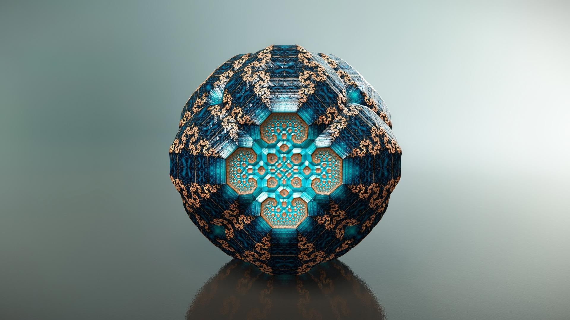 floral pattern, 1080P, 3D, single object, geometric shape, ornate, design, decor, flower, indoors, gray background, still life, pattern, no people, close-up, HD Wallpaper