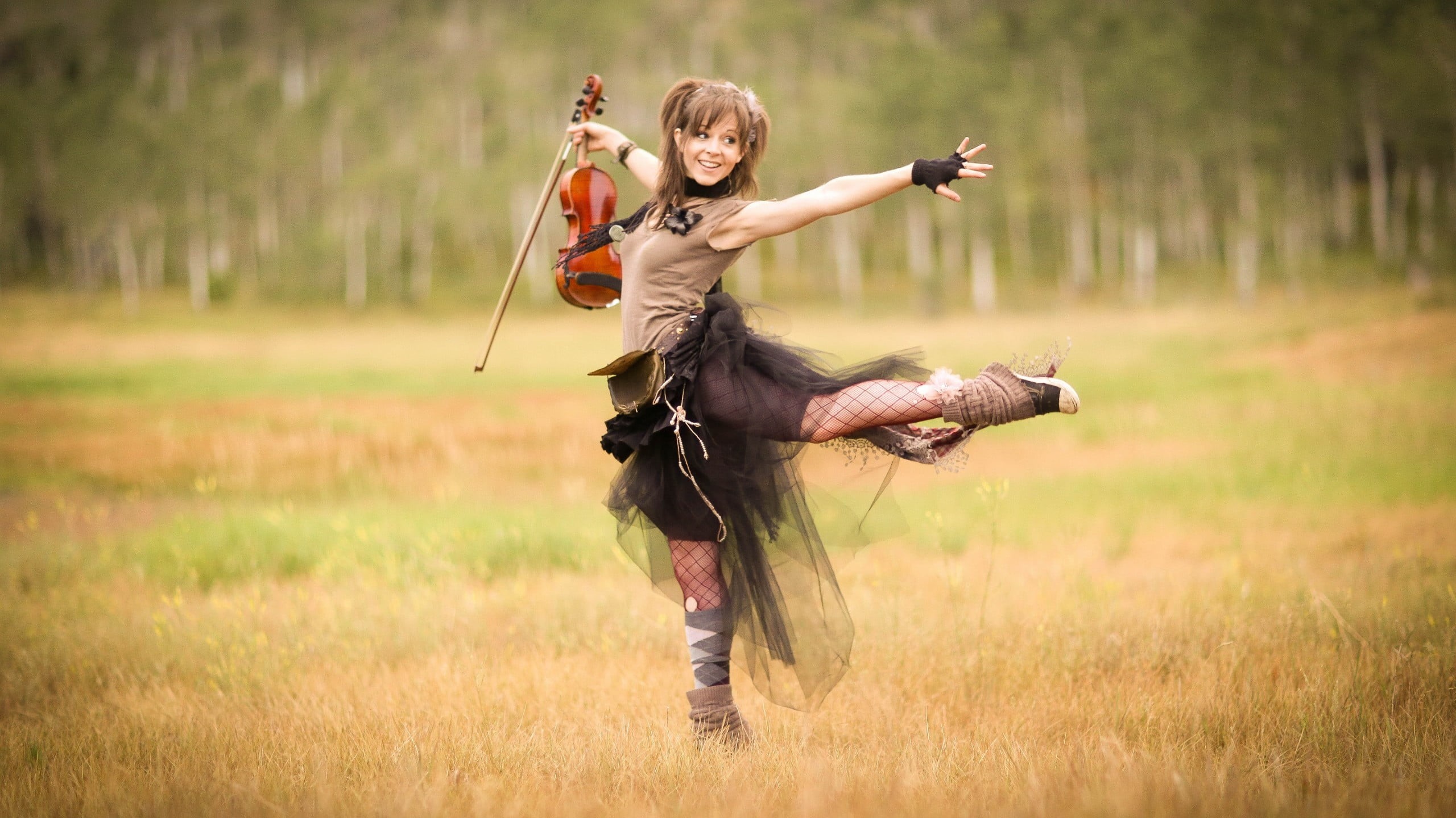 young adult, top, adult, lace, lifestyles, tutu, violin, black, field, crew, nature, real people, bow, two people, day, hands, celebrity, 2K, people, young women, HD Wallpaper