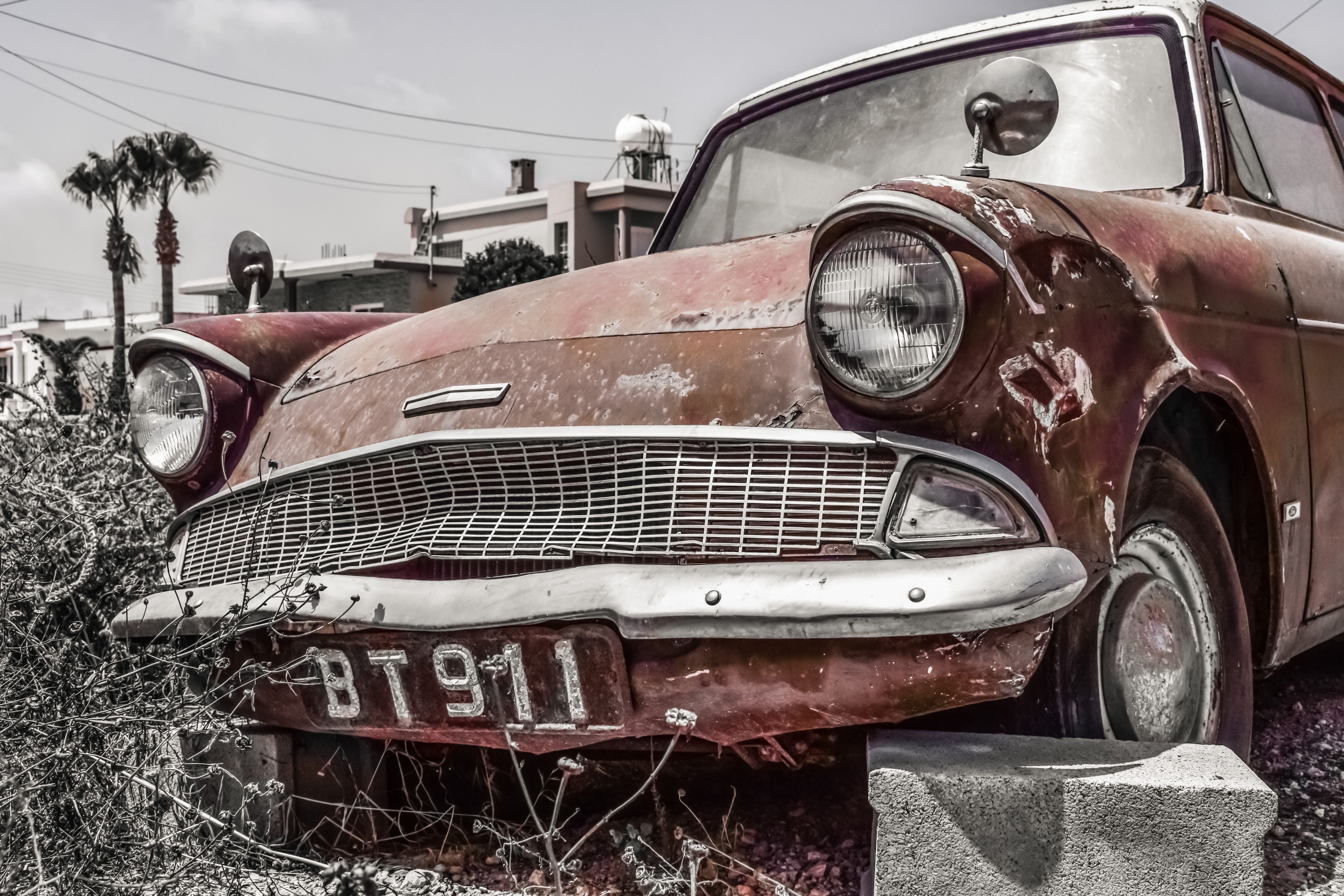 broken, rusty, corrosion, decay, junkyard, no people, rusted, deterioration, retro styled, obsolete, wreck, Vehicle, day, transportation, aged, ruined, HD Wallpaper