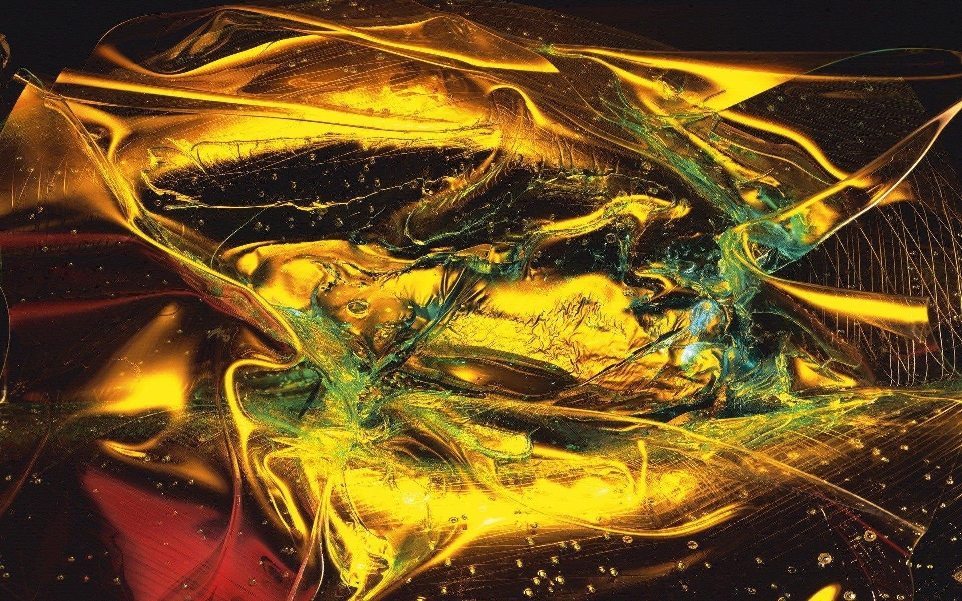 shards, 1080P, yellow, glass, colorful, effect, red, abstract, black, HD Wallpaper