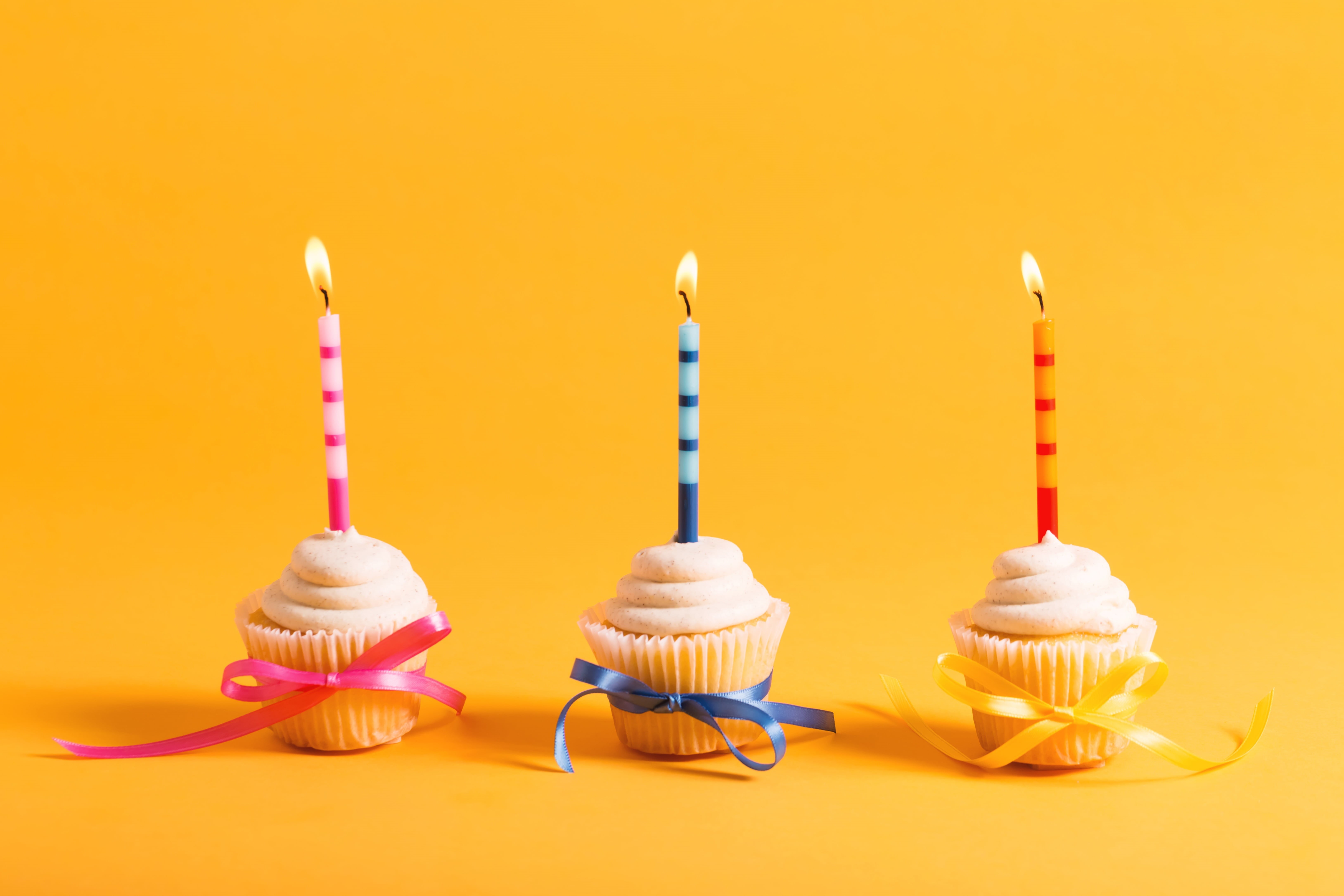 Happy Birthday, Birthday, 5K, cake, celebration, colorful, decoration, cupcake, candles, candle, HD Wallpaper