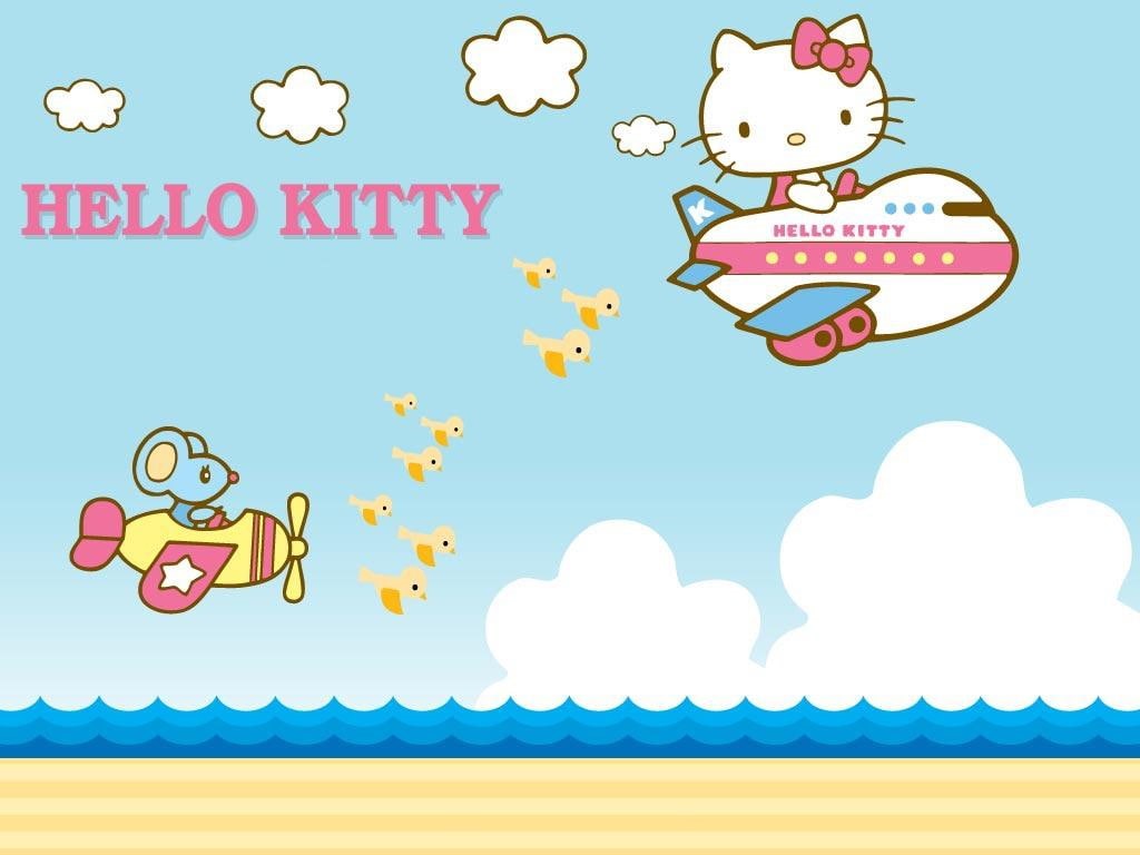 BIRDS, beach, hello, 480P, anime, kitty, Clouds, Dress, hd, cute, art, bow, HD Wallpaper