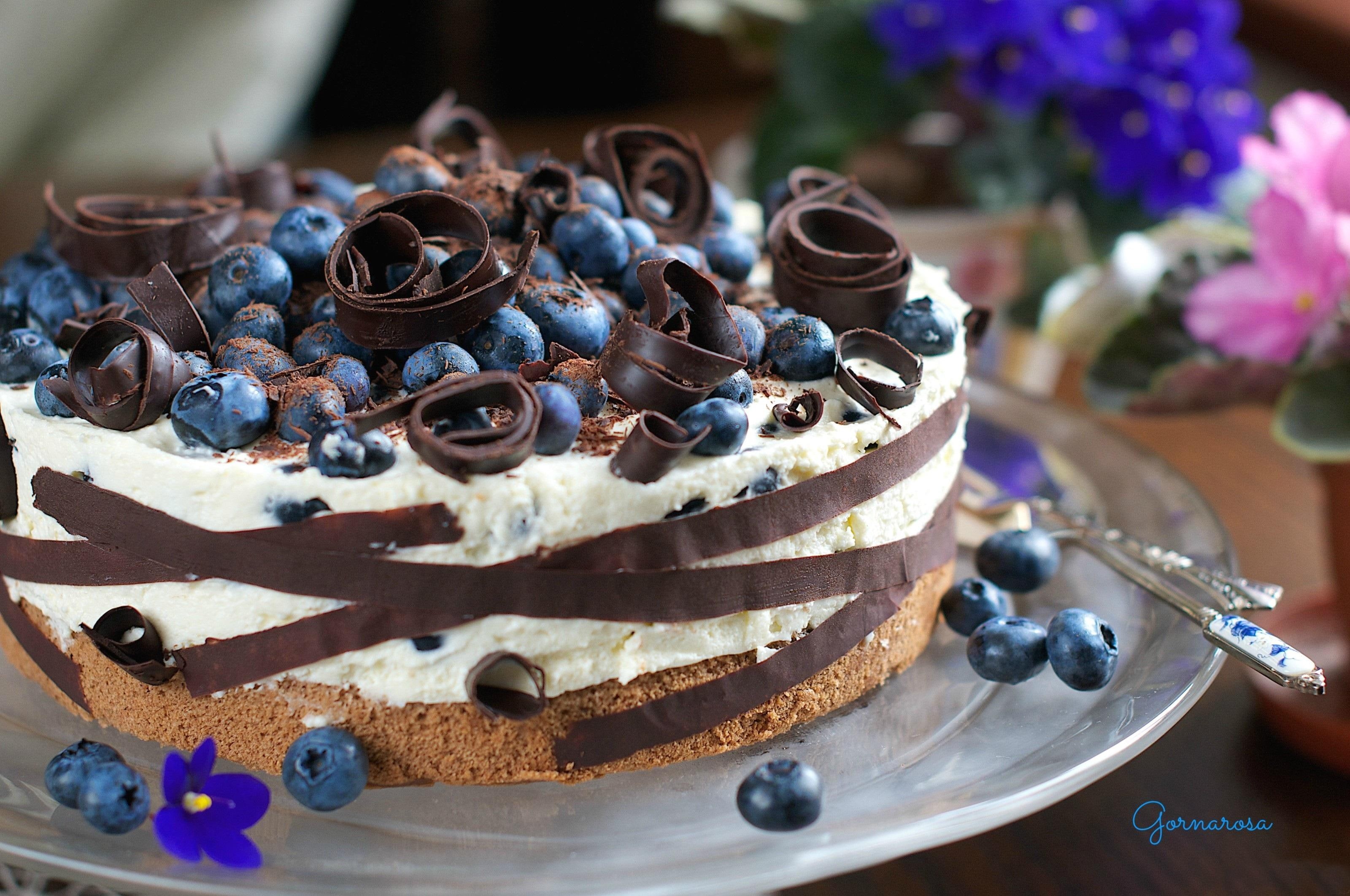 blueberries, dessert, sweet, chocolate, 2K, cake, delicious, food, HD Wallpaper