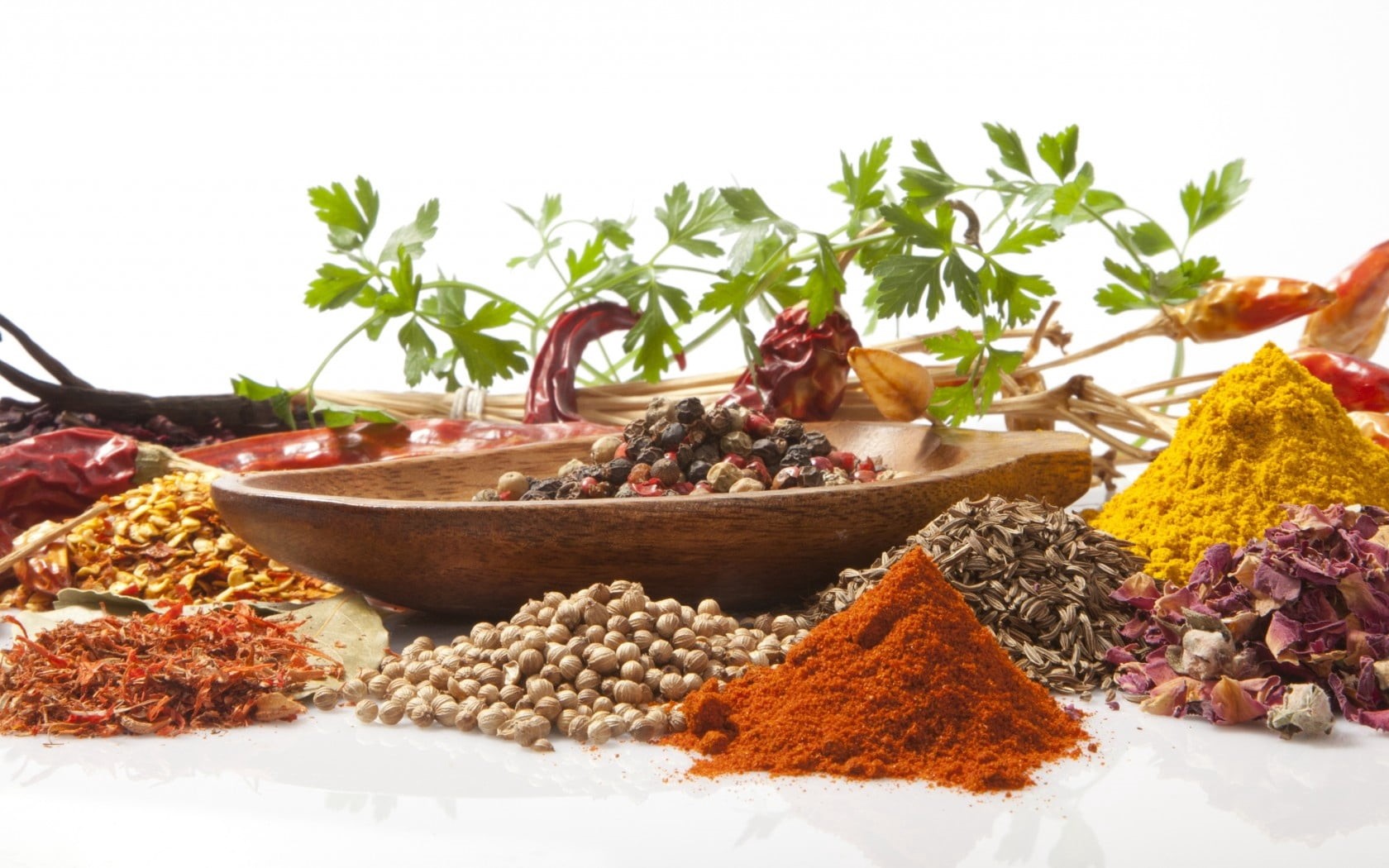 variation, seasoning, curry, dried food, food and drink, backgrounds, saucer, cinnamon, red pepper, aromatherapy, white background, healthy eating, close-up, HD Wallpaper