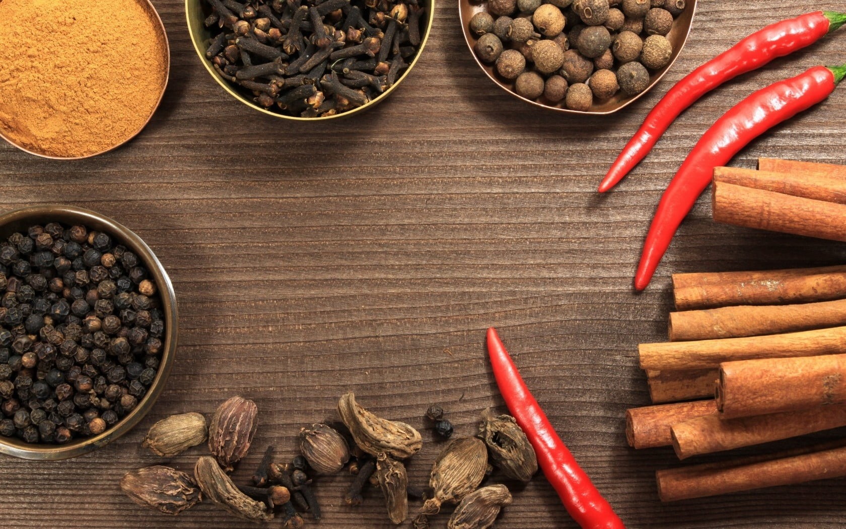 directly above, freshness, condiment, wellbeing, table, black Color, chili Pepper, vegetable, 720P, anise, ground - Culinary, wood - Material, group of Objects, HD Wallpaper