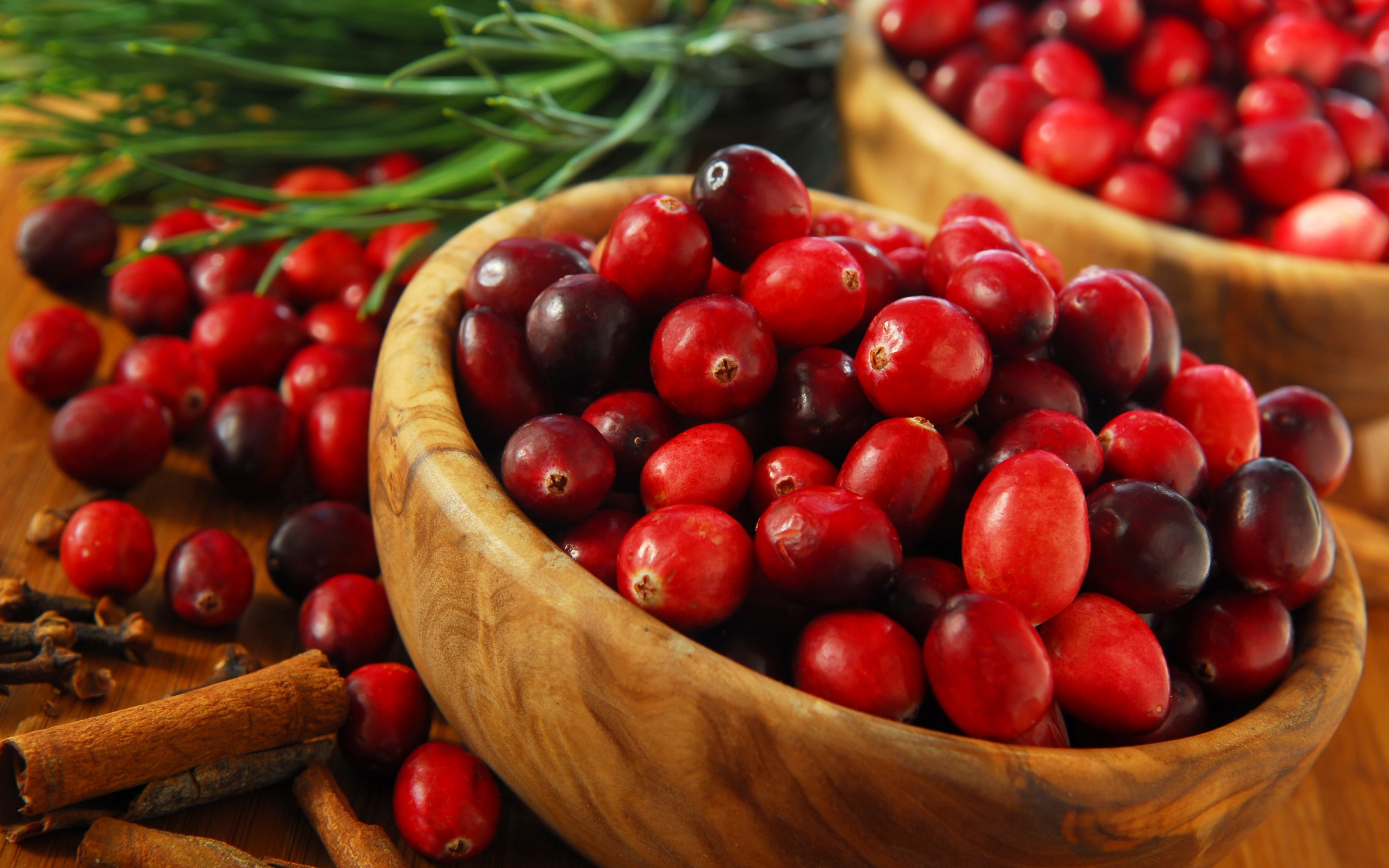 cinnamon, 5K, spices, dishes, table, red, cranberries, fruit, HD Wallpaper