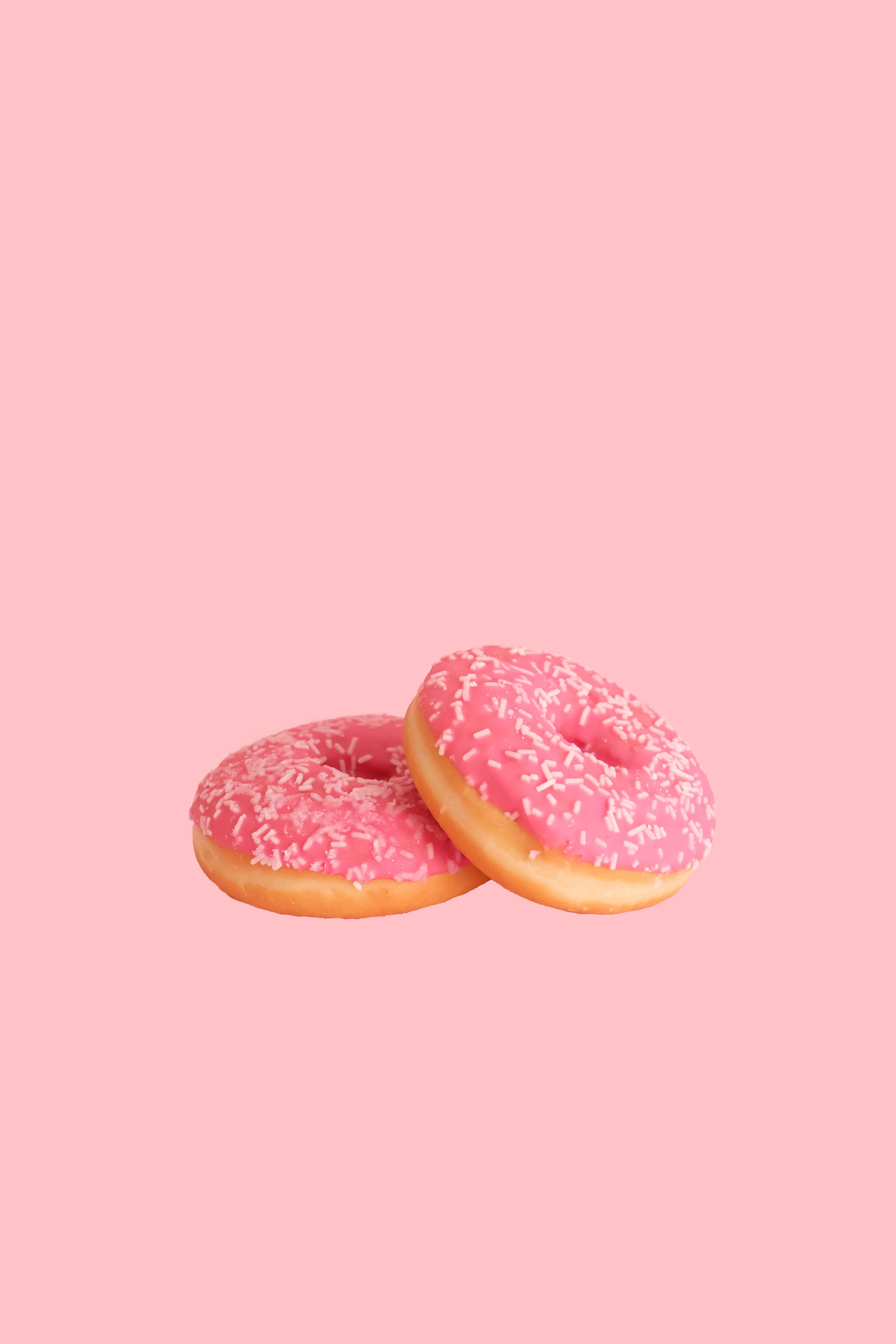 sweet, unhealthy Eating, slice, dieting, sugar, red, still life photography, refreshment, pink, unhealthy, snack, close-up, doughnuts, sprinkle, 4K, freshness, Phone HD Wallpaper