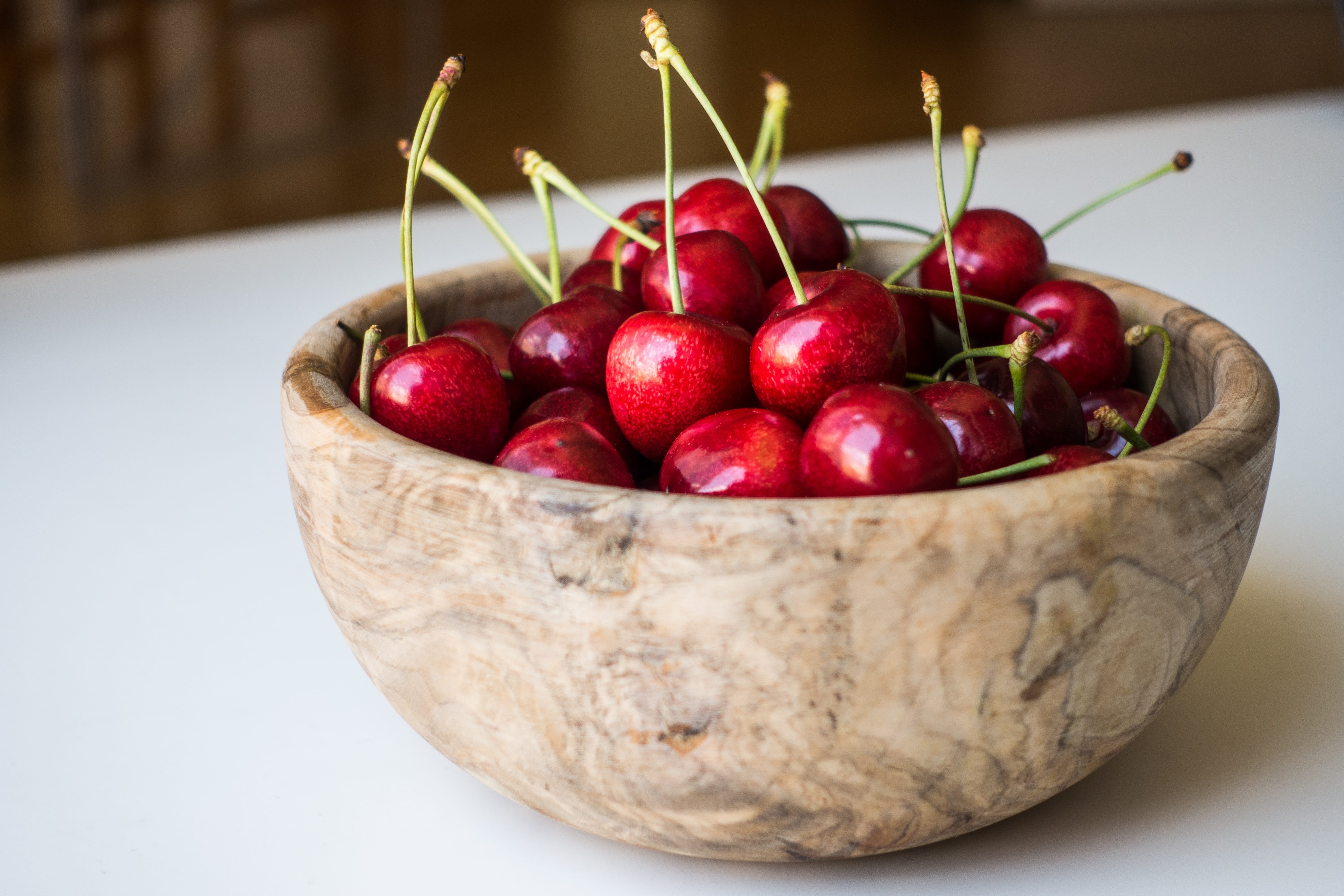 food, sweet Food, close up, no people, raw Food, cherries, ripe, indoors, red, vegetarian Food, wood, fruit, cherry, white background, healthy, still life, HD Wallpaper