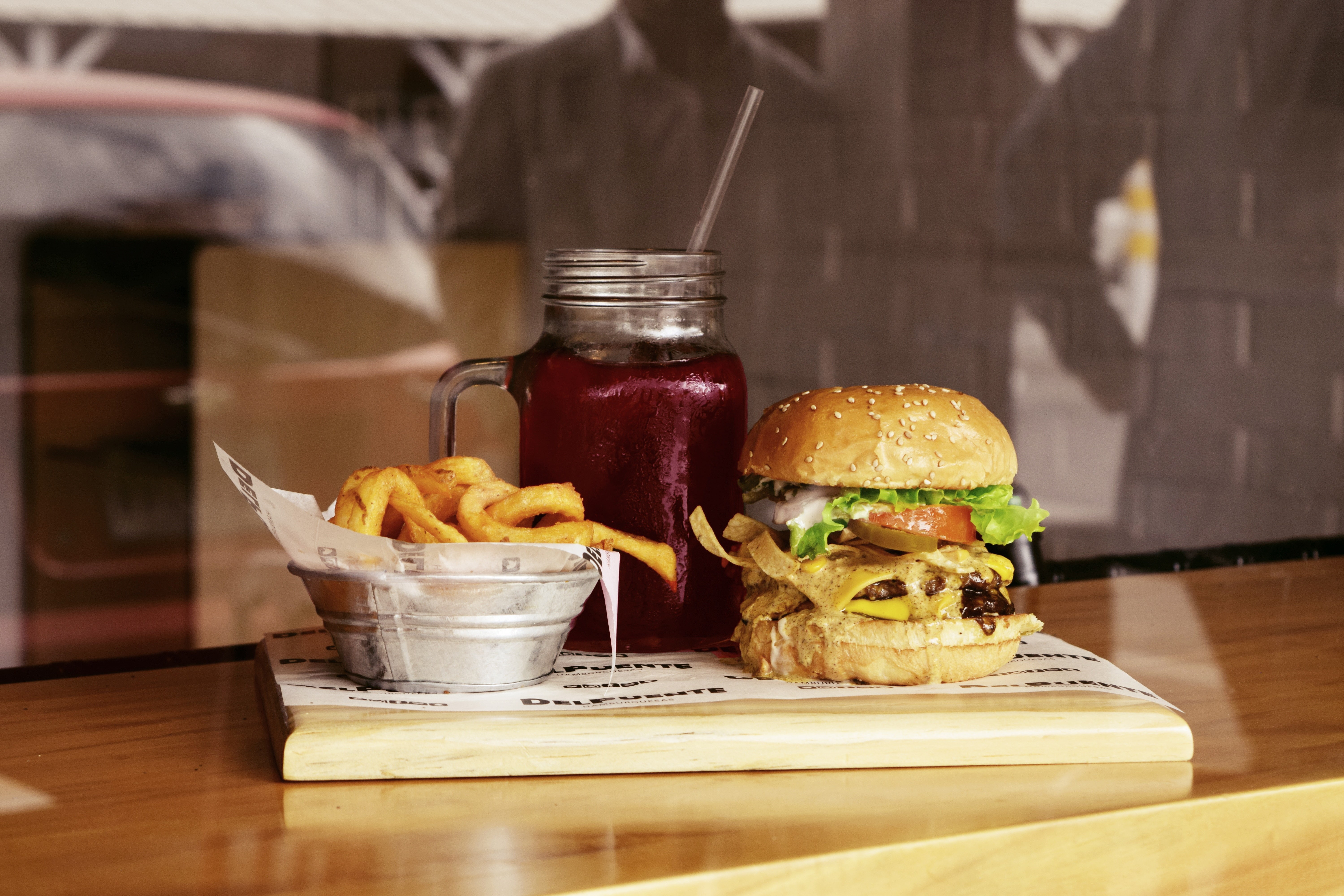 French fries, burgers, food, 5K, HD Wallpaper