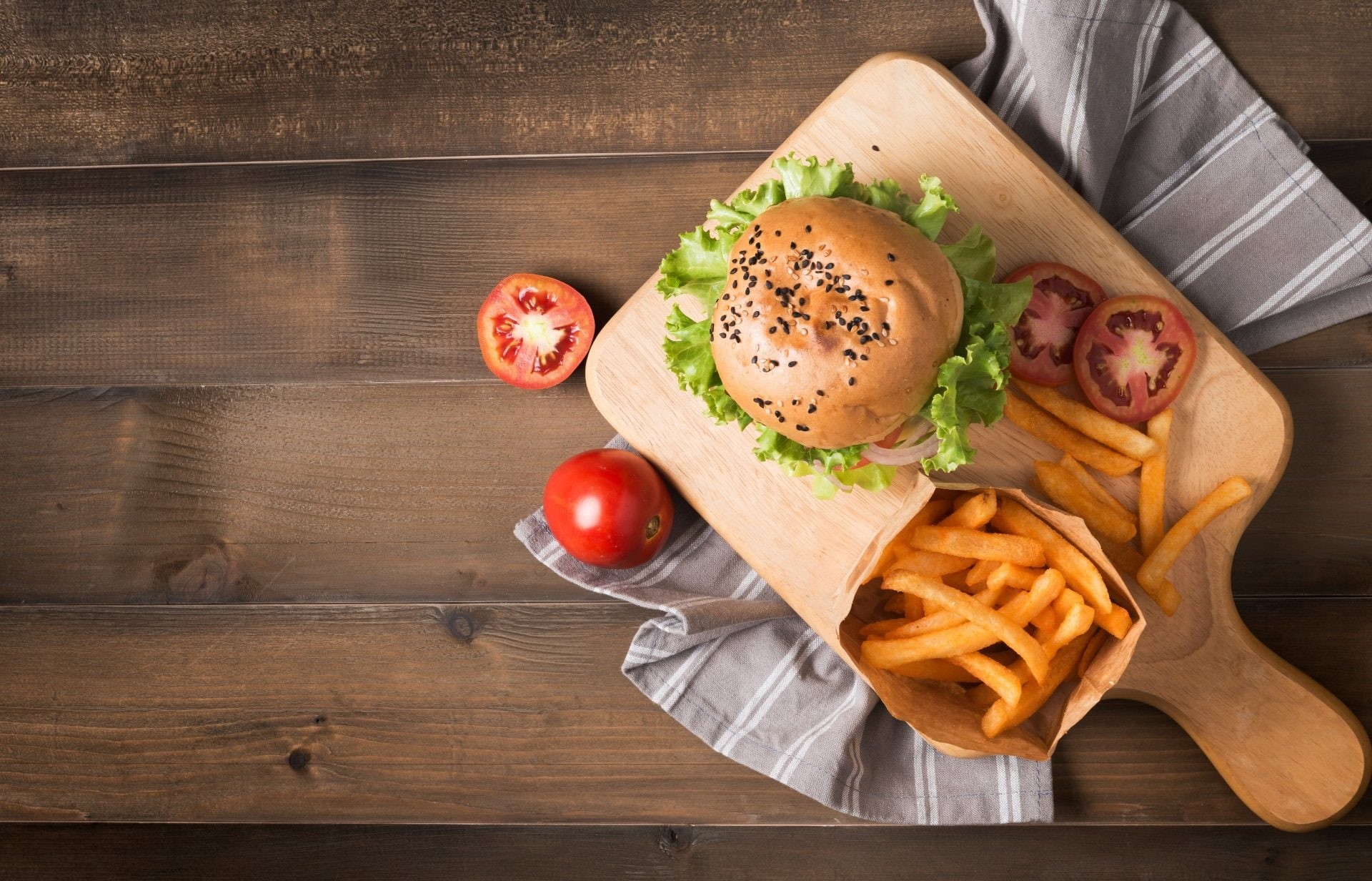 French Fries, 1080P, Still Life, Burger, Food, HD Wallpaper