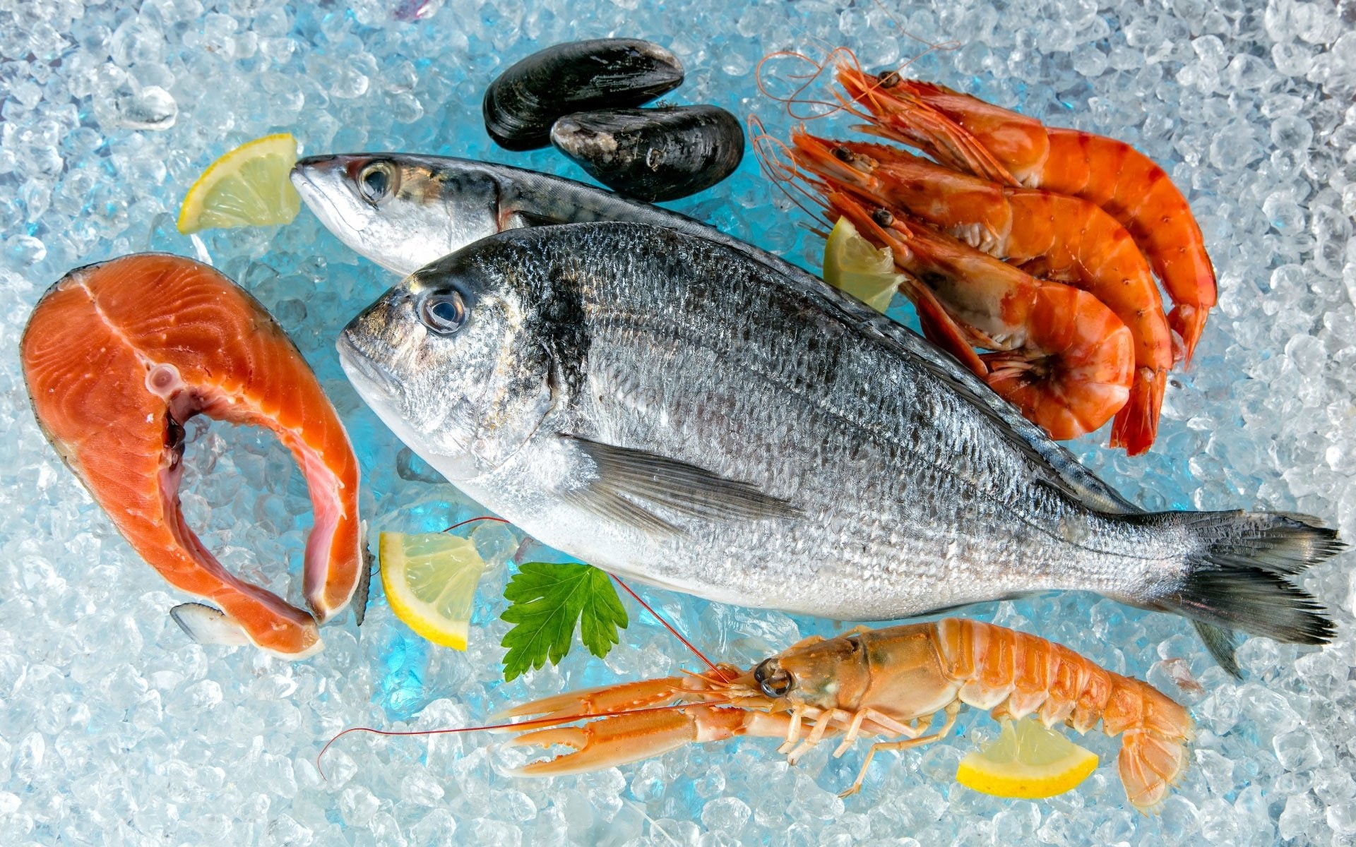 Seafood, Fish, Food, Shrimp, 1080P, HD Wallpaper