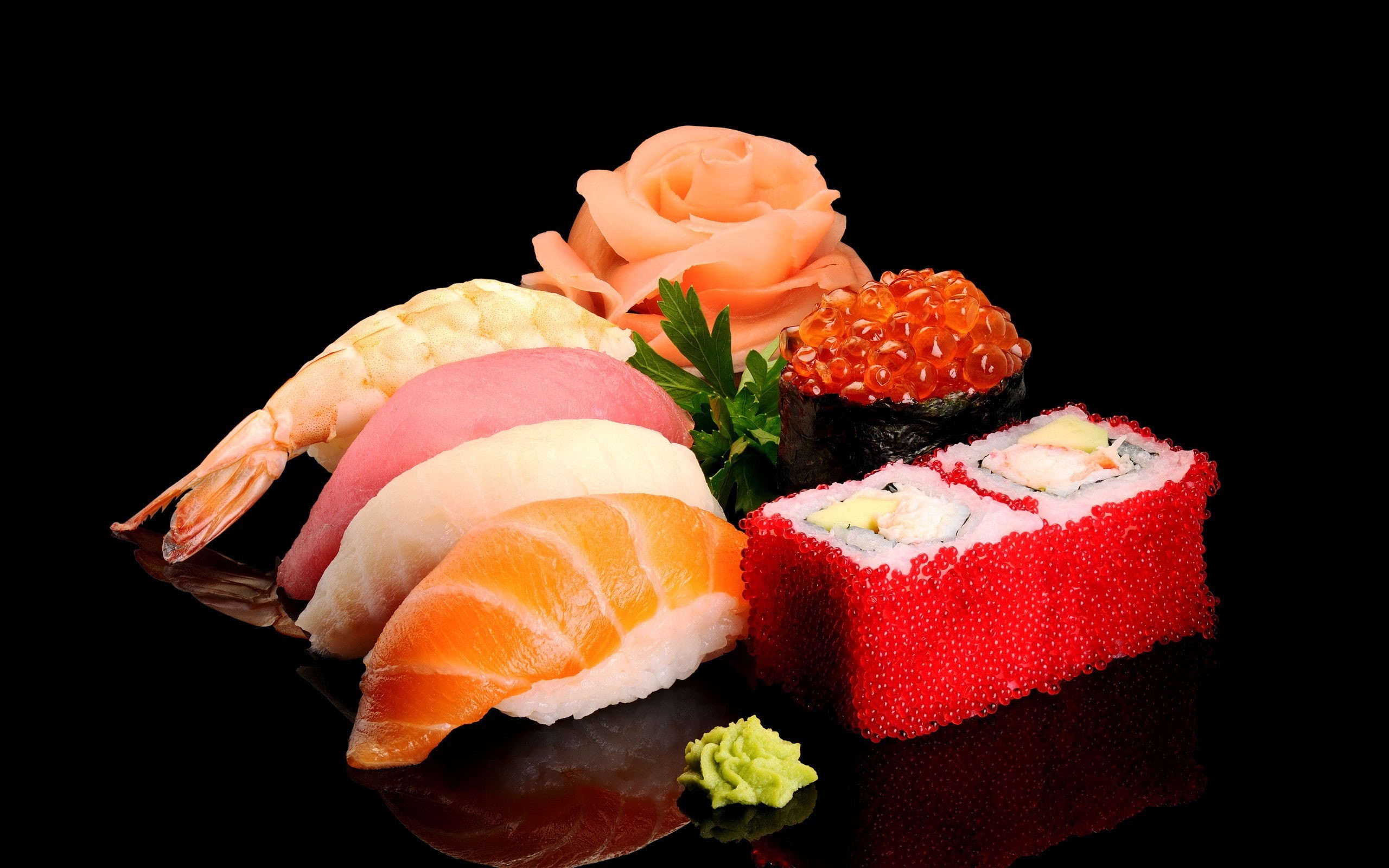 food, Traditional Foods, colorful, 2K, sushi, caviar, HD Wallpaper