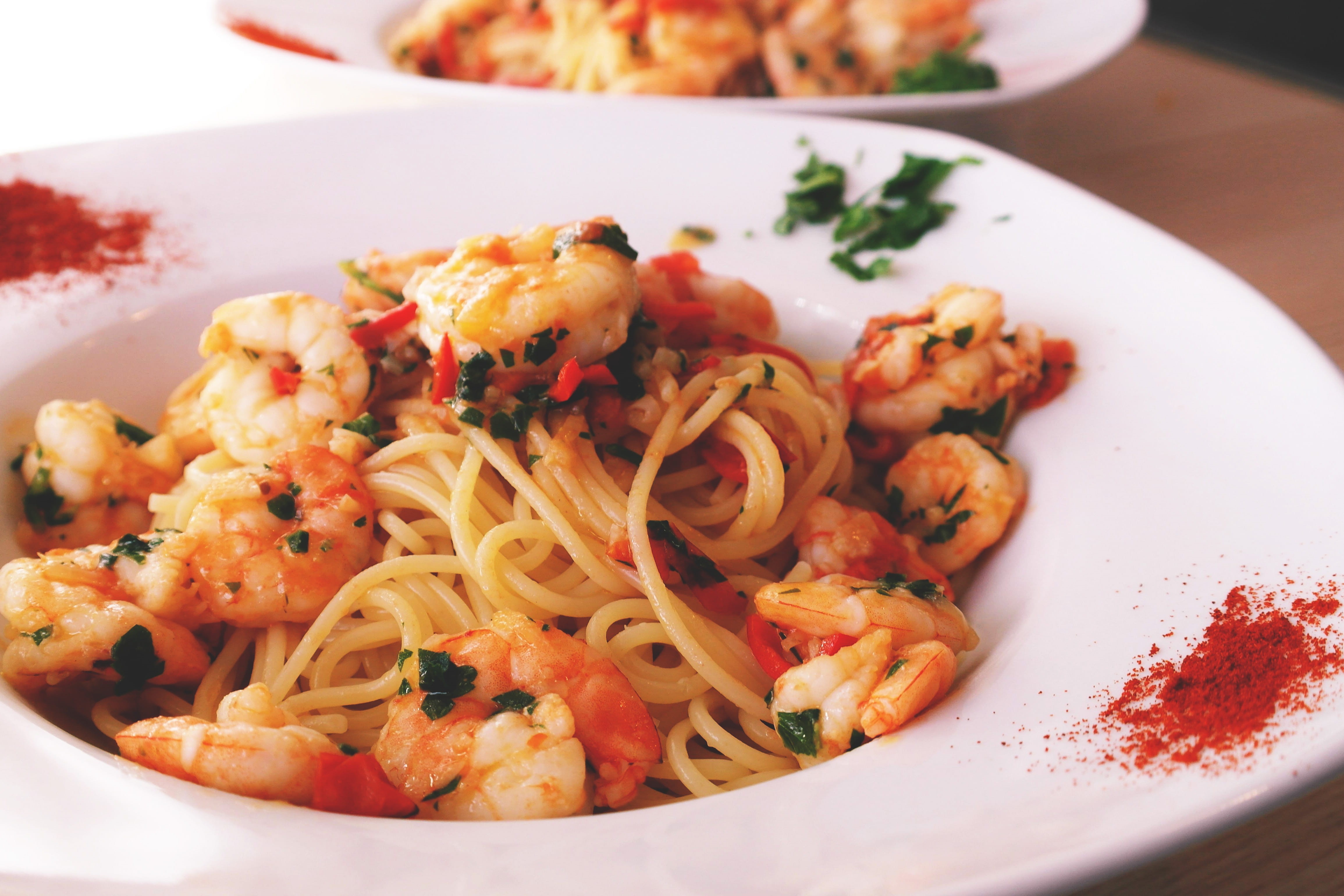 crustacean, food, italian food, indoors, asian food, vegetable, prawns, dinner, food and Drink, herb, 4K, prawn, shrimp - seafood, close-up, shrimps, meat, HD Wallpaper