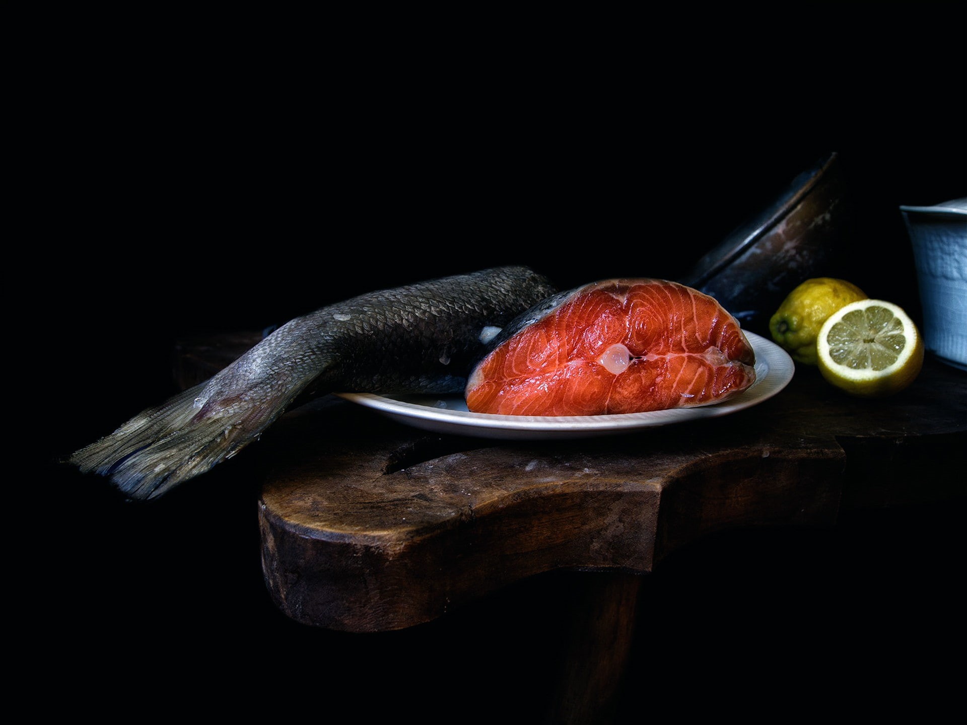 wellbeing, fruit, lemon, raw food, japanese food, animal, no people, slice, still life, meat, indoors, healthy eating, food, seafood, salmon, citrus fruit, HD Wallpaper