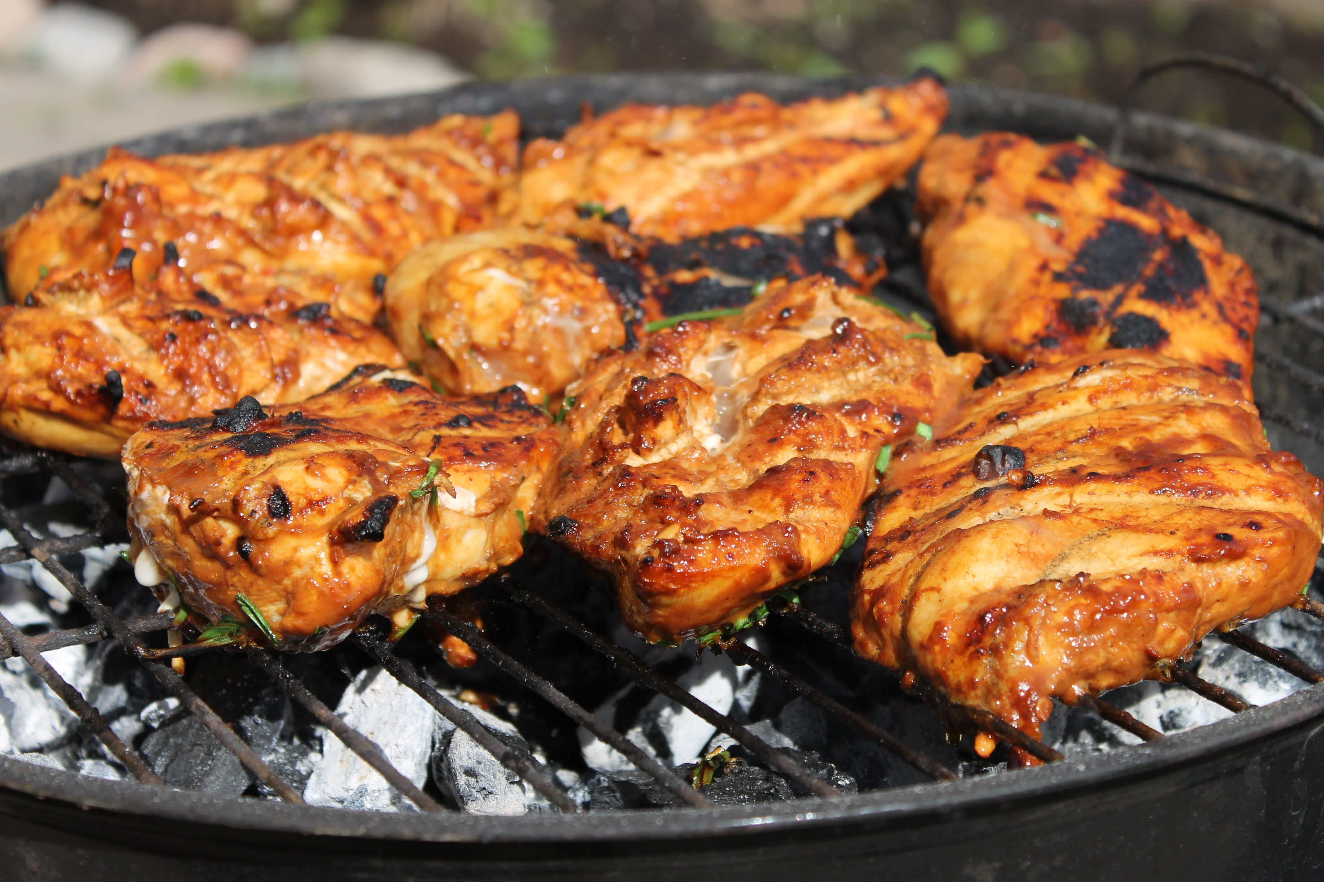 preparing food, coal, meat, day, no People, meal, food And Drink, lunch, juicy, preparation, high angle view, 4K, chicken Meat, gourmet, temptation, outdoors, HD Wallpaper