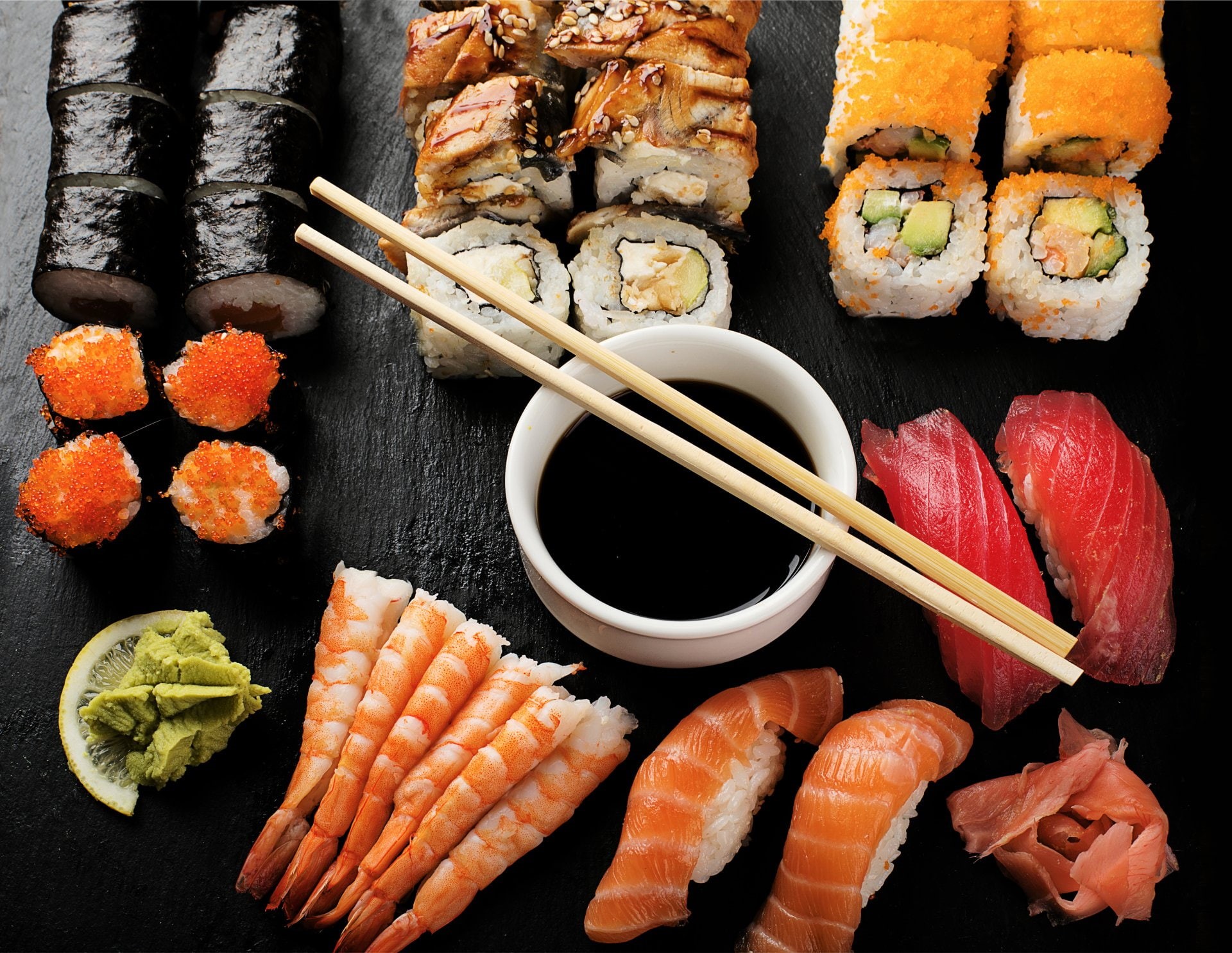 Rice, Chopsticks, Sushi, Food, Seafood, Fish, 1080P, HD Wallpaper