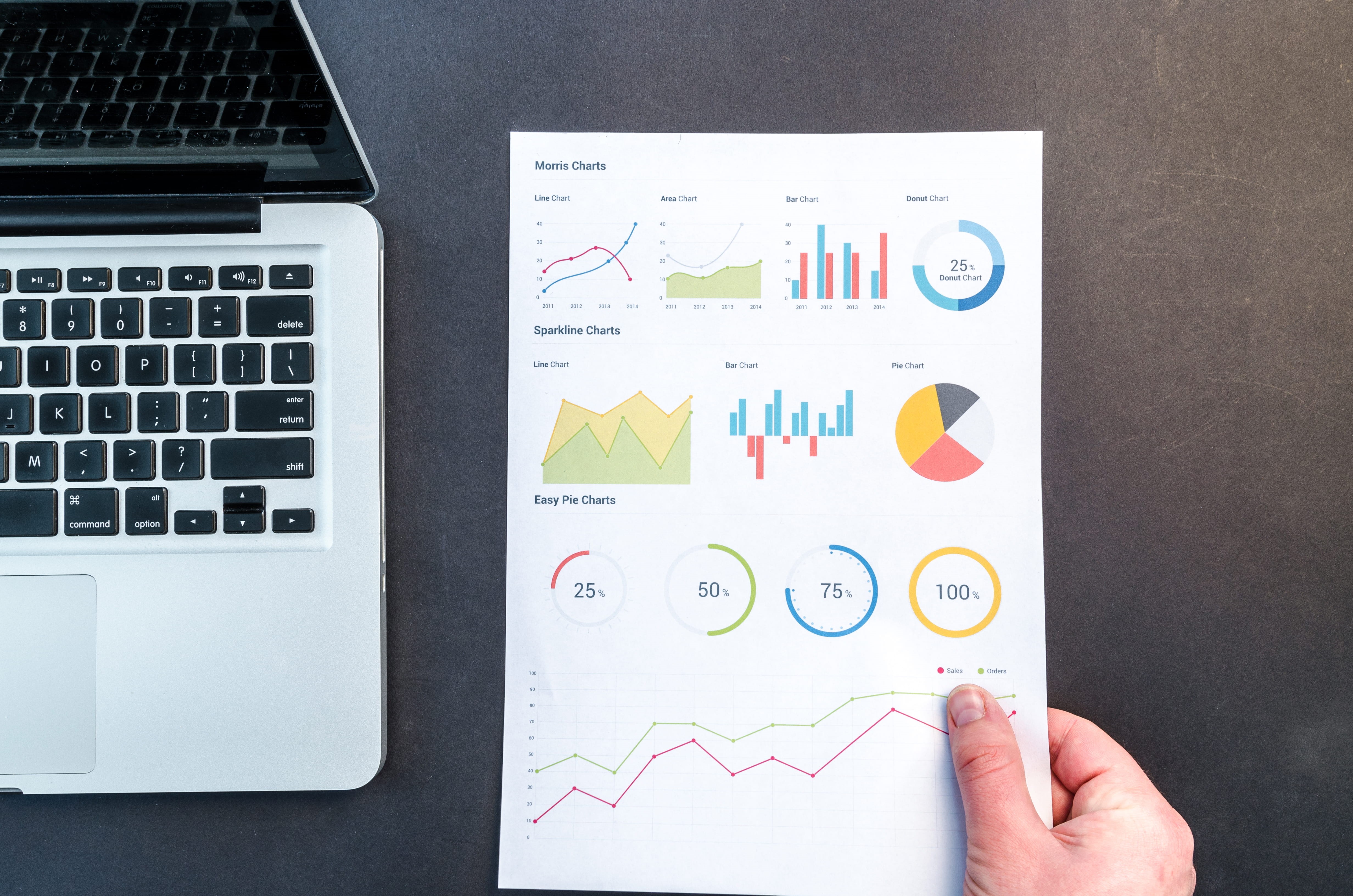 holding, results, 4K, keyboard, technology, paper, using laptop, work, human hand, person, business, survey, communication, chart, table, pie chart, hand, HD Wallpaper