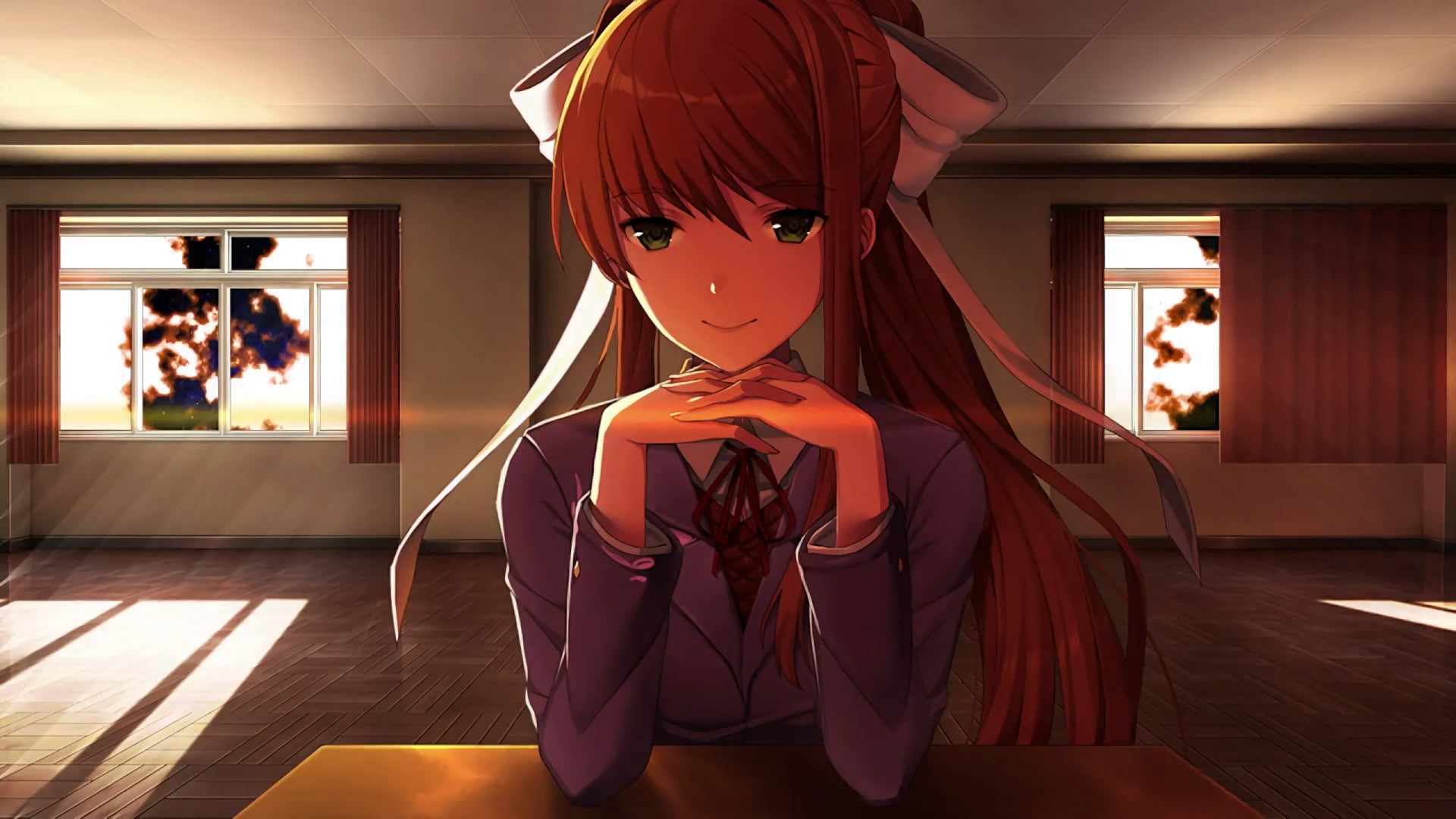 incidental people, representation, Monika (Doki Doki Literature Club!), standing, adult, women, focus on foreground, indoors, art and craft, lifestyles, HD Wallpaper