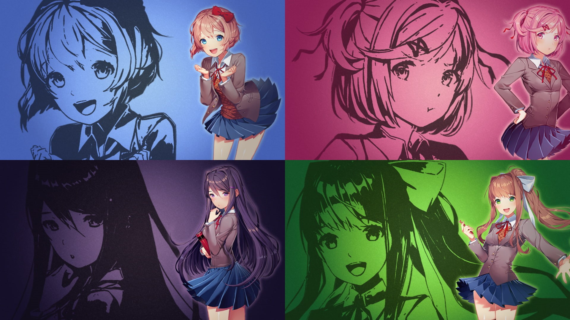 young adult, Natsuki (Doki Doki Literature Club), night, Yuri (Doki Doki Literature Club), one person, young women, representation, standing, arts culture and entertainment, HD Wallpaper
