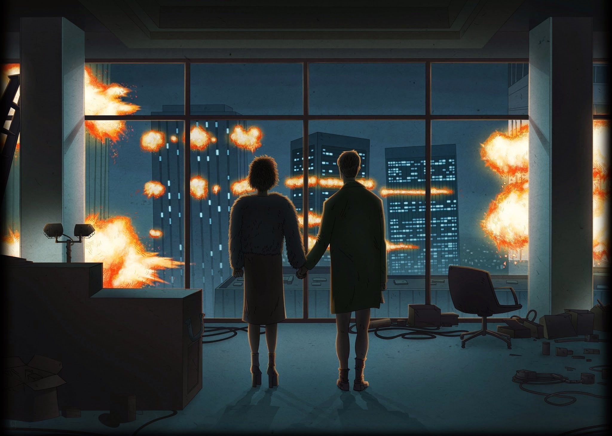 Fight Club, movies, Explosion, artwork, 1080P, HD Wallpaper