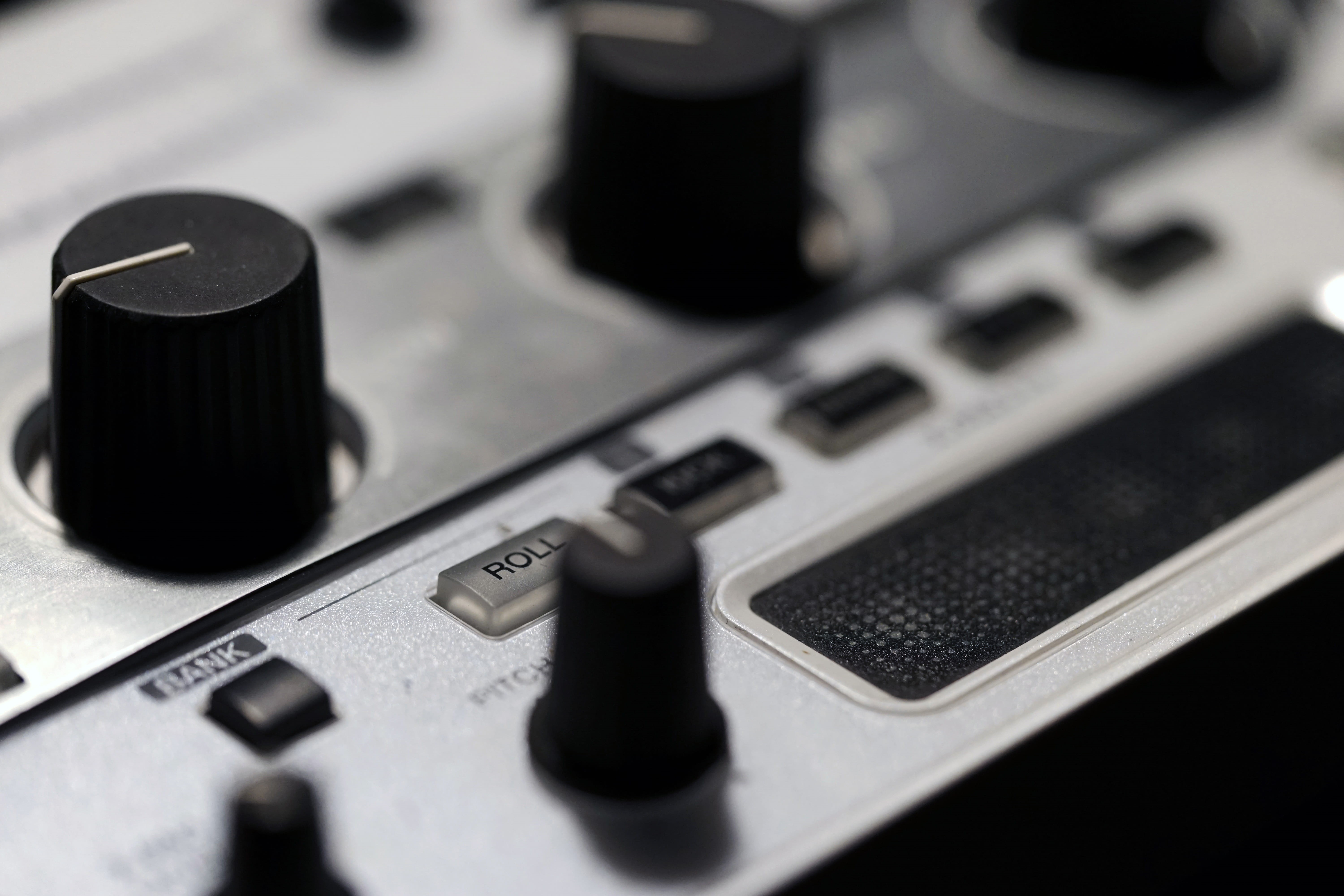 no people, indoors, sound mixer, recording studio, arts culture and entertainment, effects, volume, instrument, control, mixing, 5K, black color, knob, HD Wallpaper