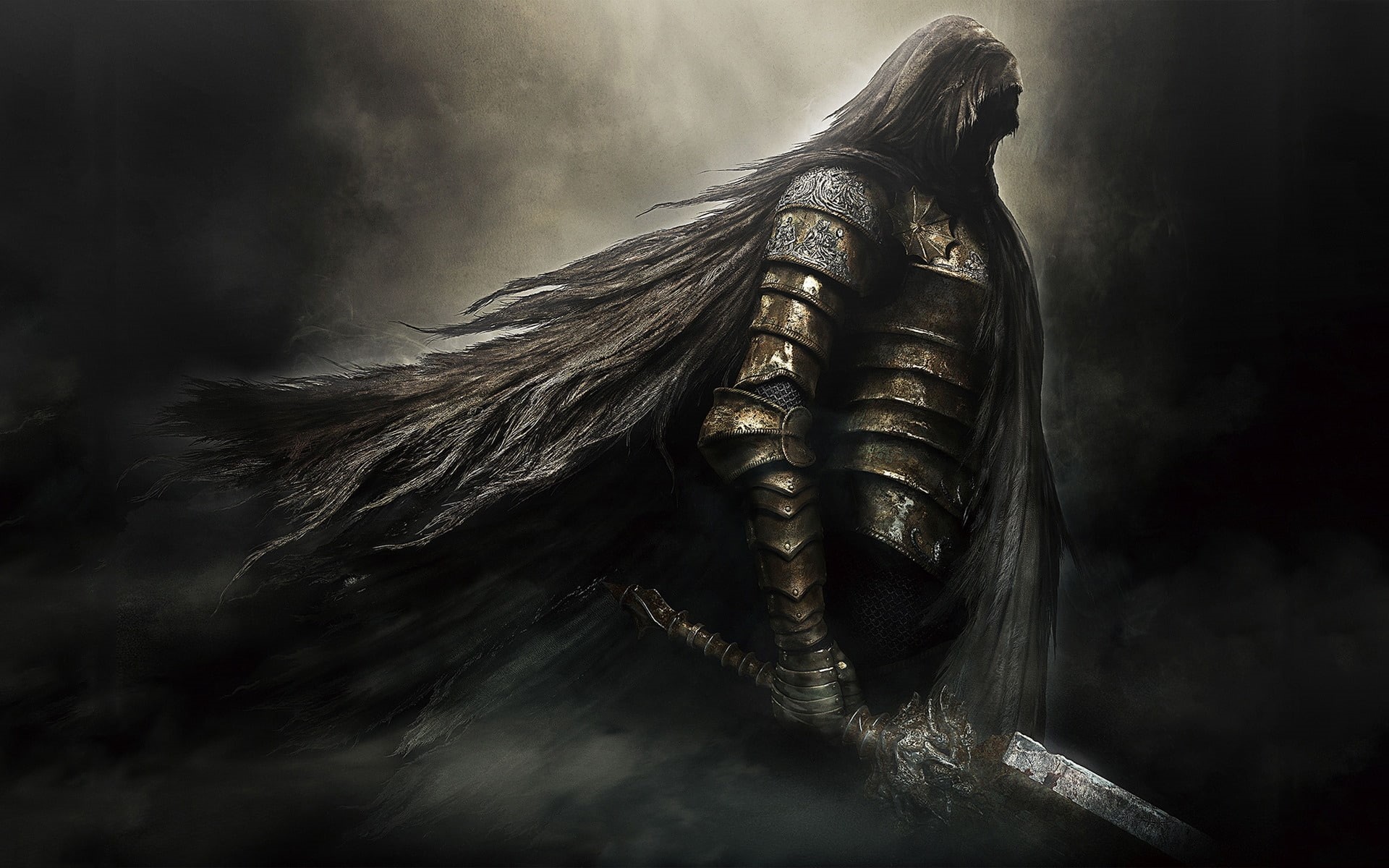 dark souls, character, video, dark, 1080P, souls, male, haired, game, black, HD Wallpaper