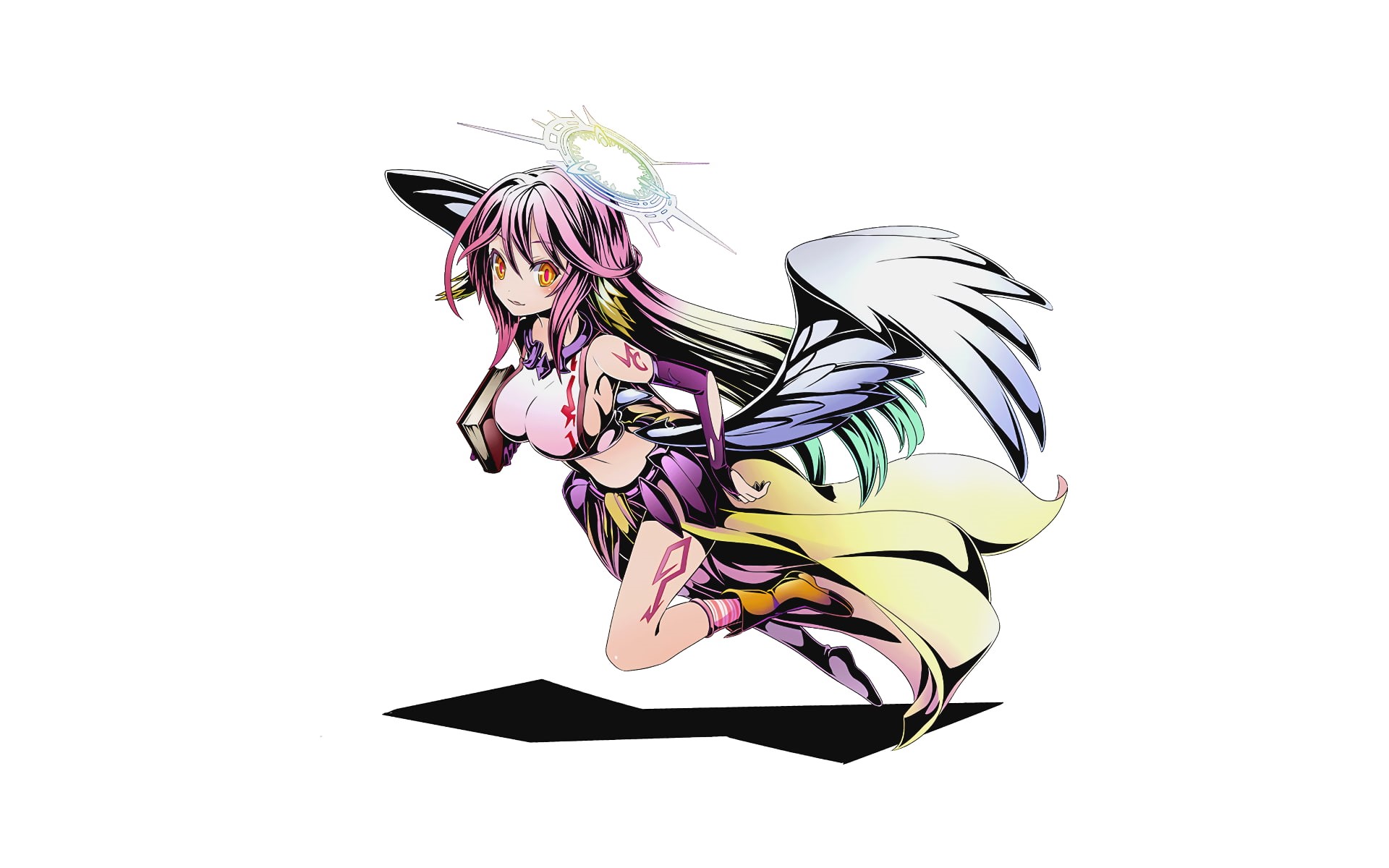 copy space, hairstyle, nature, invertebrate, 1080P, white background, No Game No Life, Jibril, young women, one animal, cut out, young adult, close-up, HD Wallpaper