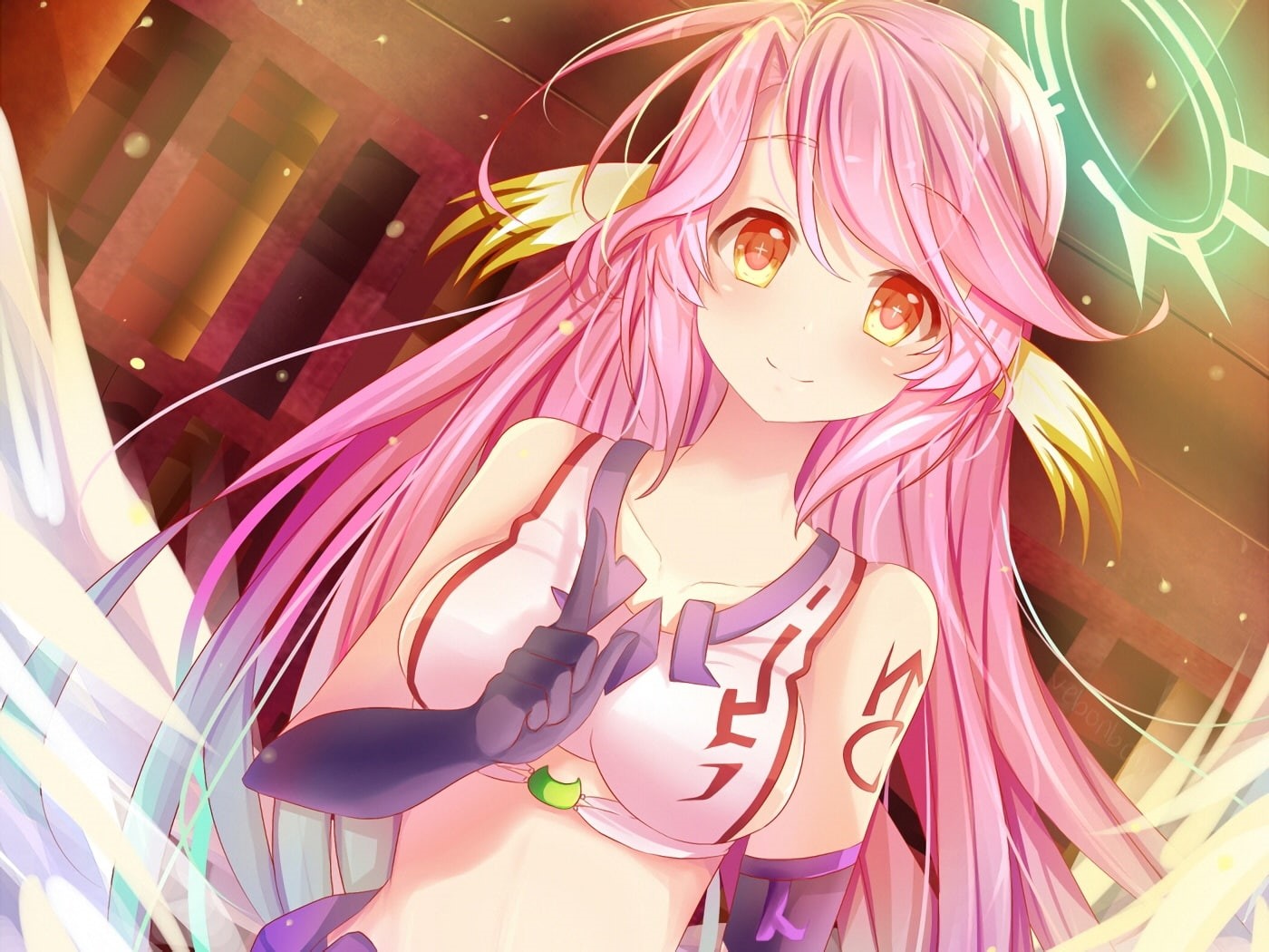 Anime, 720P, jibril, pink hair, no game no life, HD Wallpaper