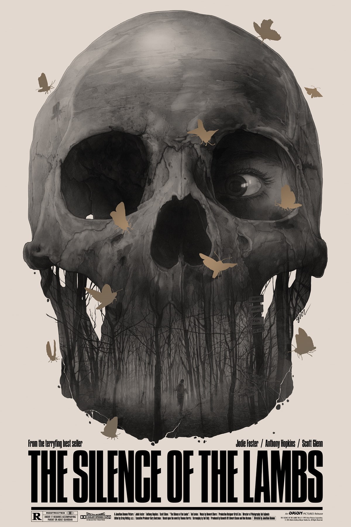 720P, movies, White Background, butterfly, Trees, Portrait Display, digital art, Film Posters, skull, The Silence of the Lambs, eyes, creepy, Phone HD Wallpaper