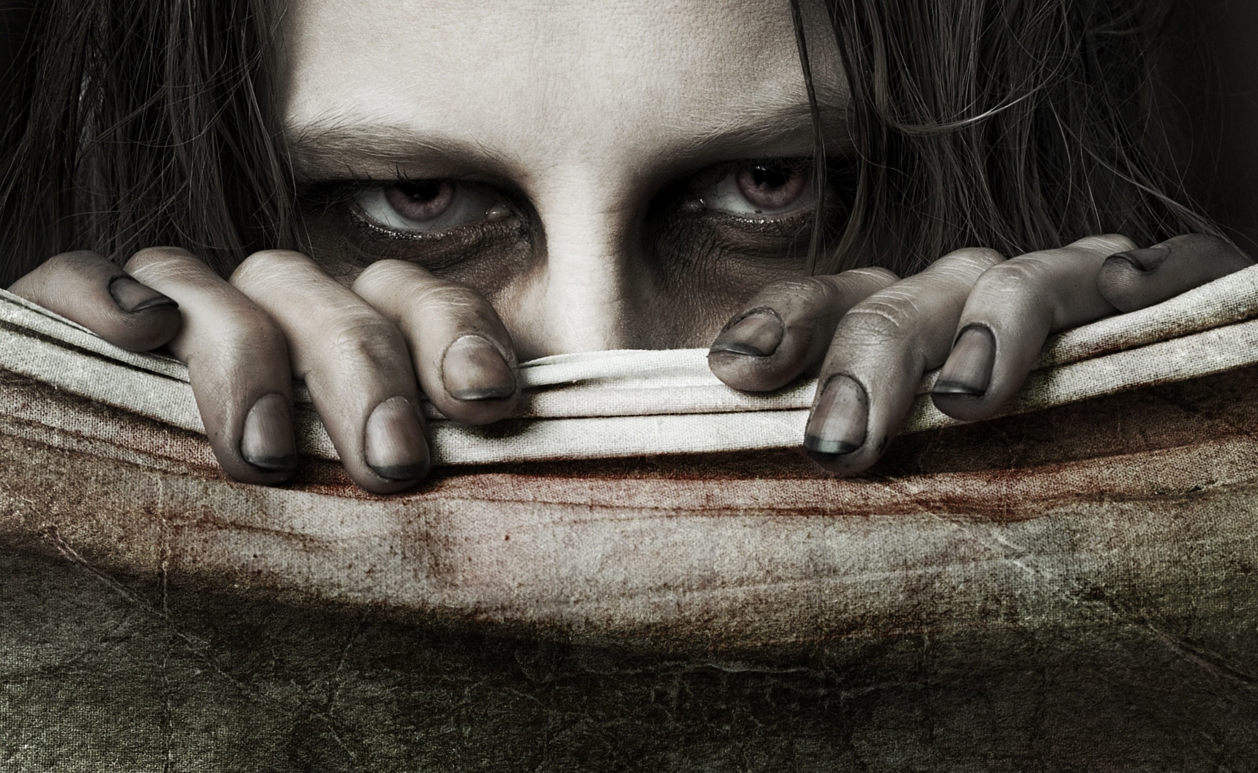 human face, human body part, fear, dark, portrait, spooky, emotion, women, photo, finger, dirty, human hand, crazy, depression - sadness, hand, aggression, HD Wallpaper