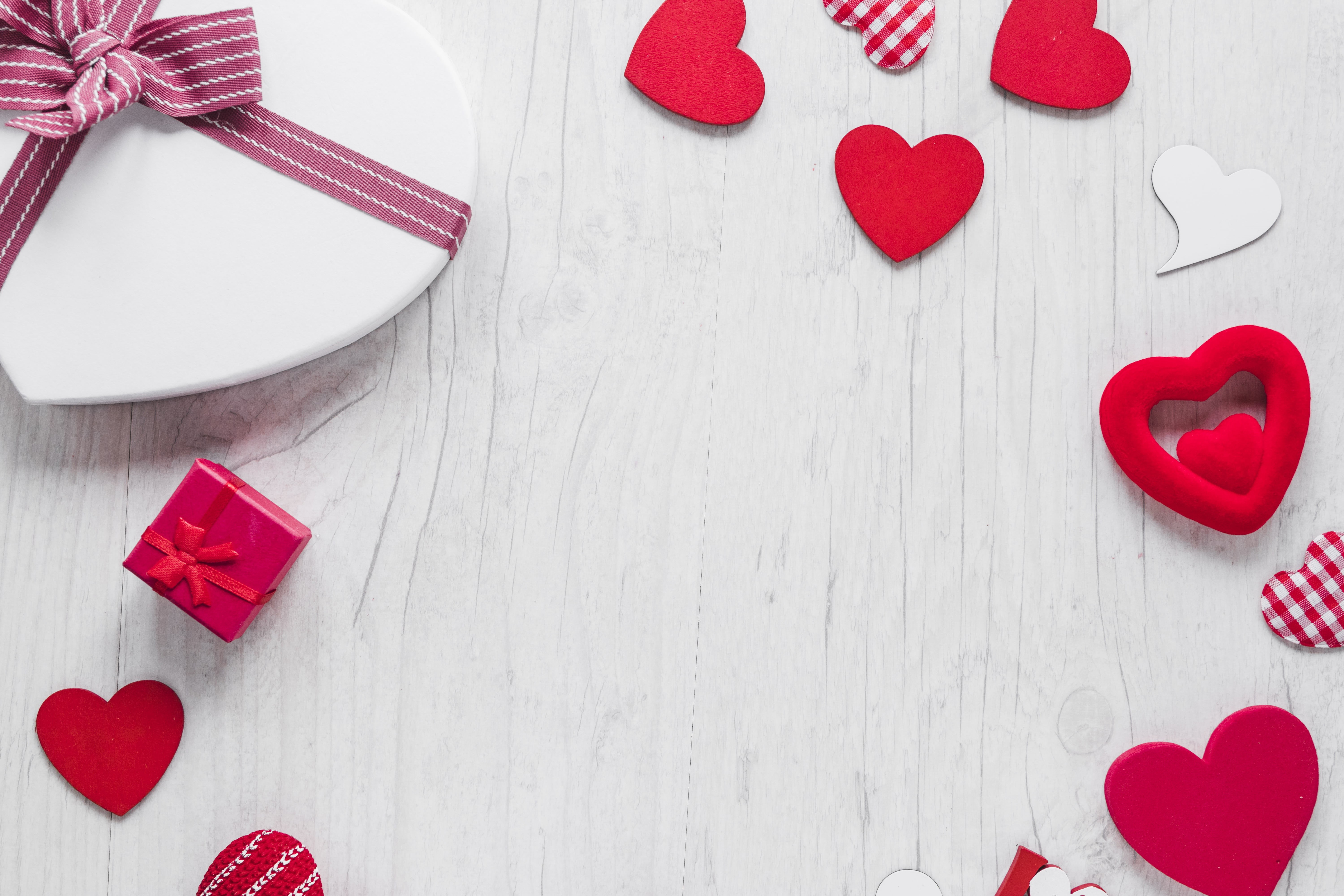 5K, Valentines day, hearts, background, holiday, flowers, roses, gift, HD Wallpaper