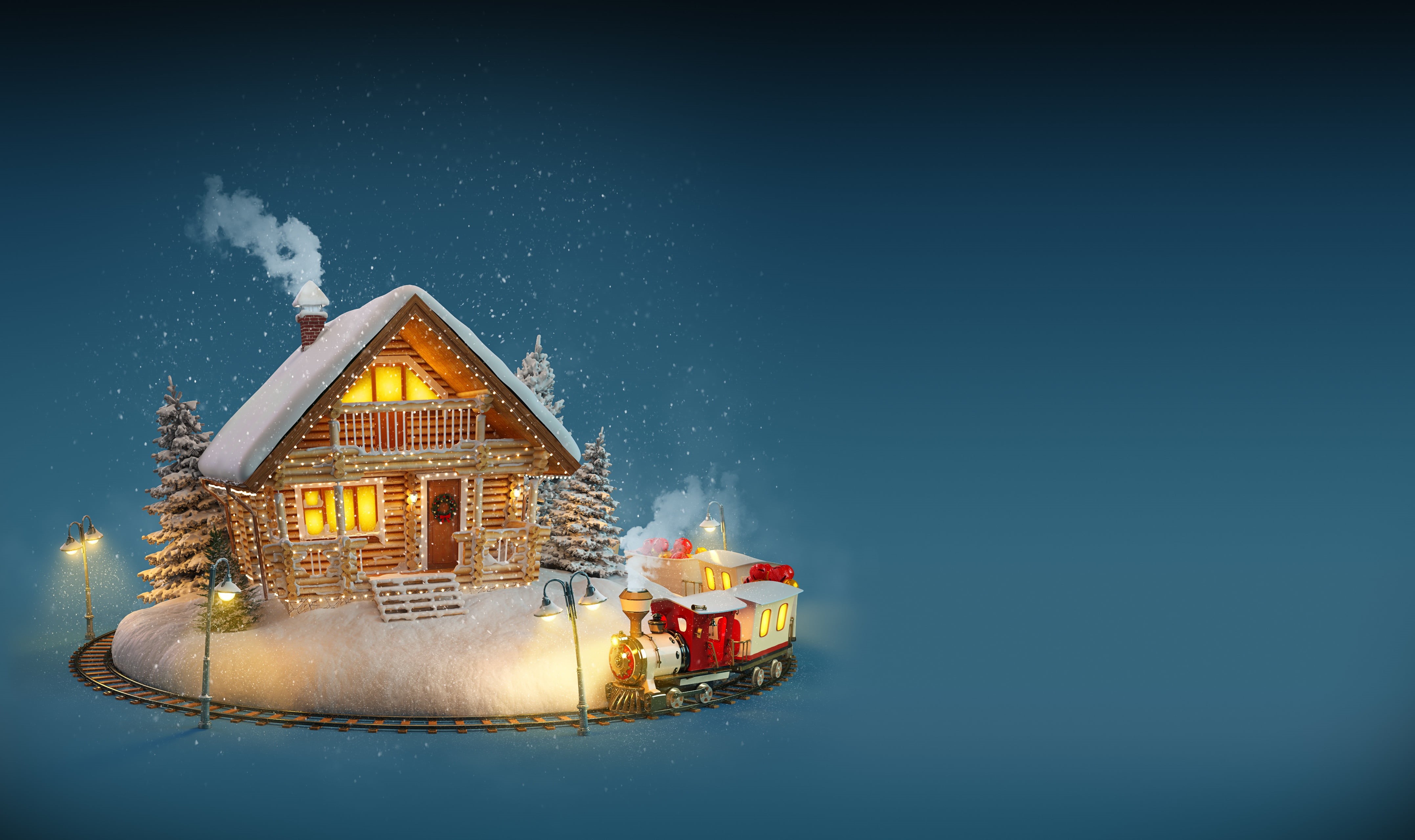 snowing, no People, bright, cold - Temperature, holiday, season, outdoors, white, red, december, built structure, New Year, decoration, dusk, dark, building exterior, HD Wallpaper