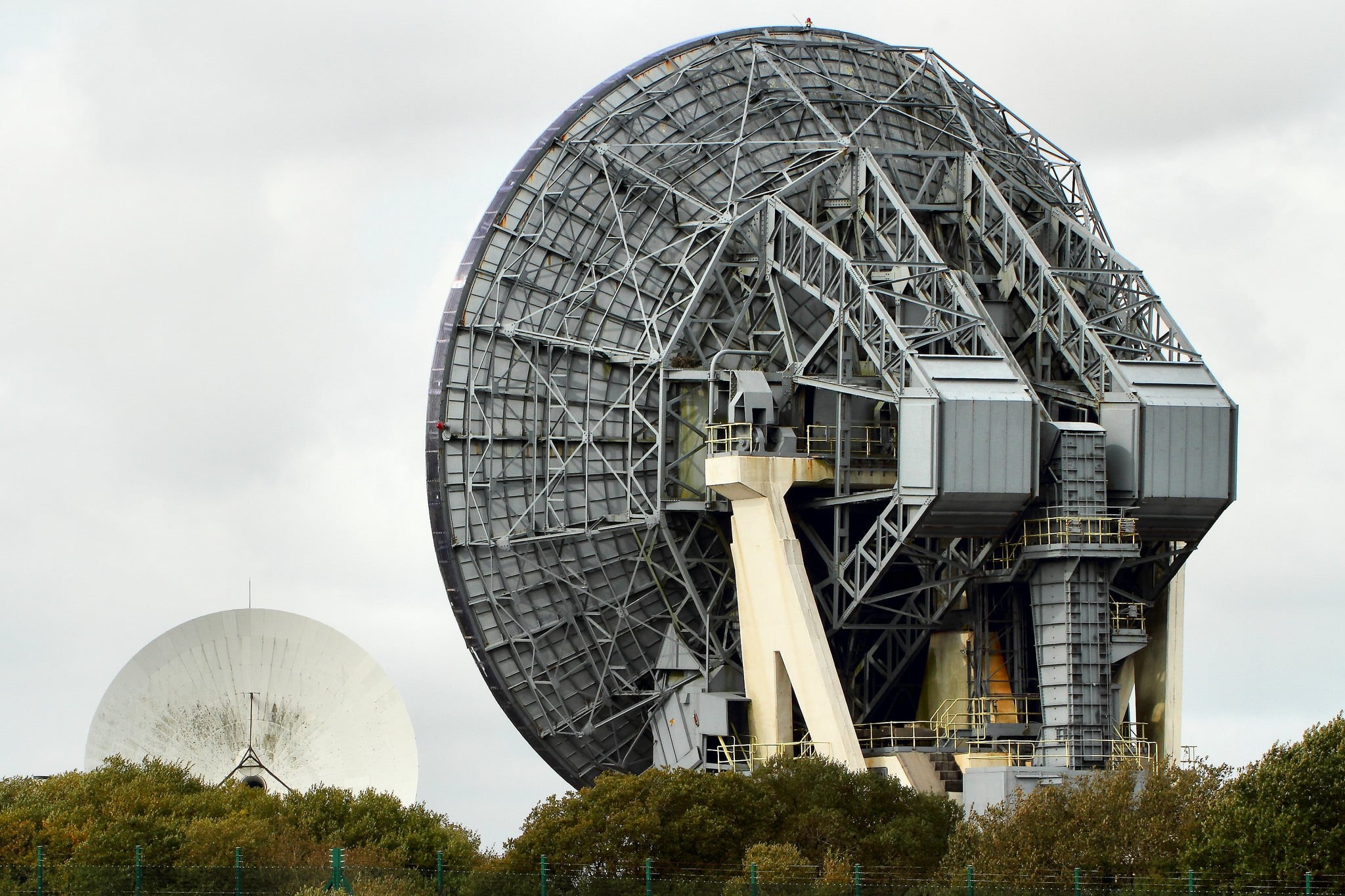 connection, technology, low angle view, tower, tree, satellite dish, satellites, white, no people, nature, satellite, radio telescope, plant, day, cloud - sky, HD Wallpaper