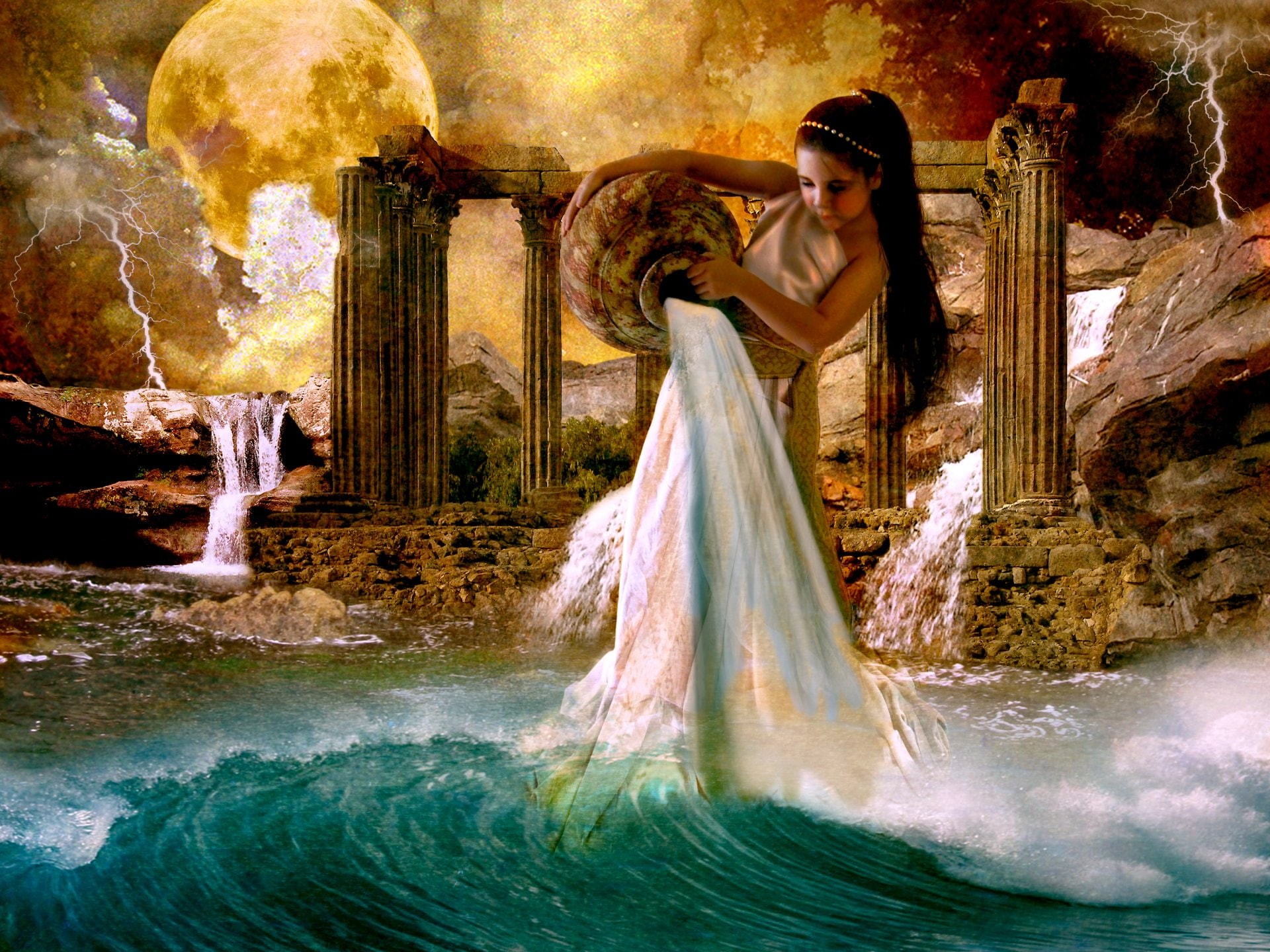Child, Aquarius (Astrology), 1080P, Fantasy, HD Wallpaper