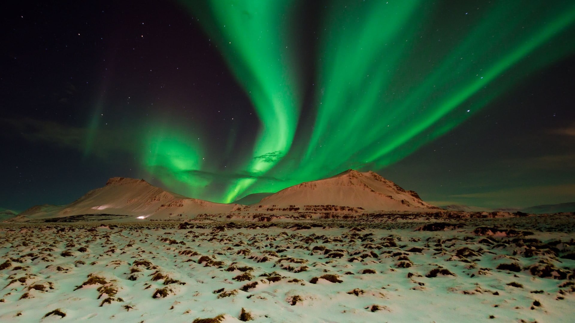 winter, green color, night, snowcapped mountain, environment, snow, lights, aurorae, northern, landscape, sky, astronomy, tranquil scene, space, star - space, HD Wallpaper