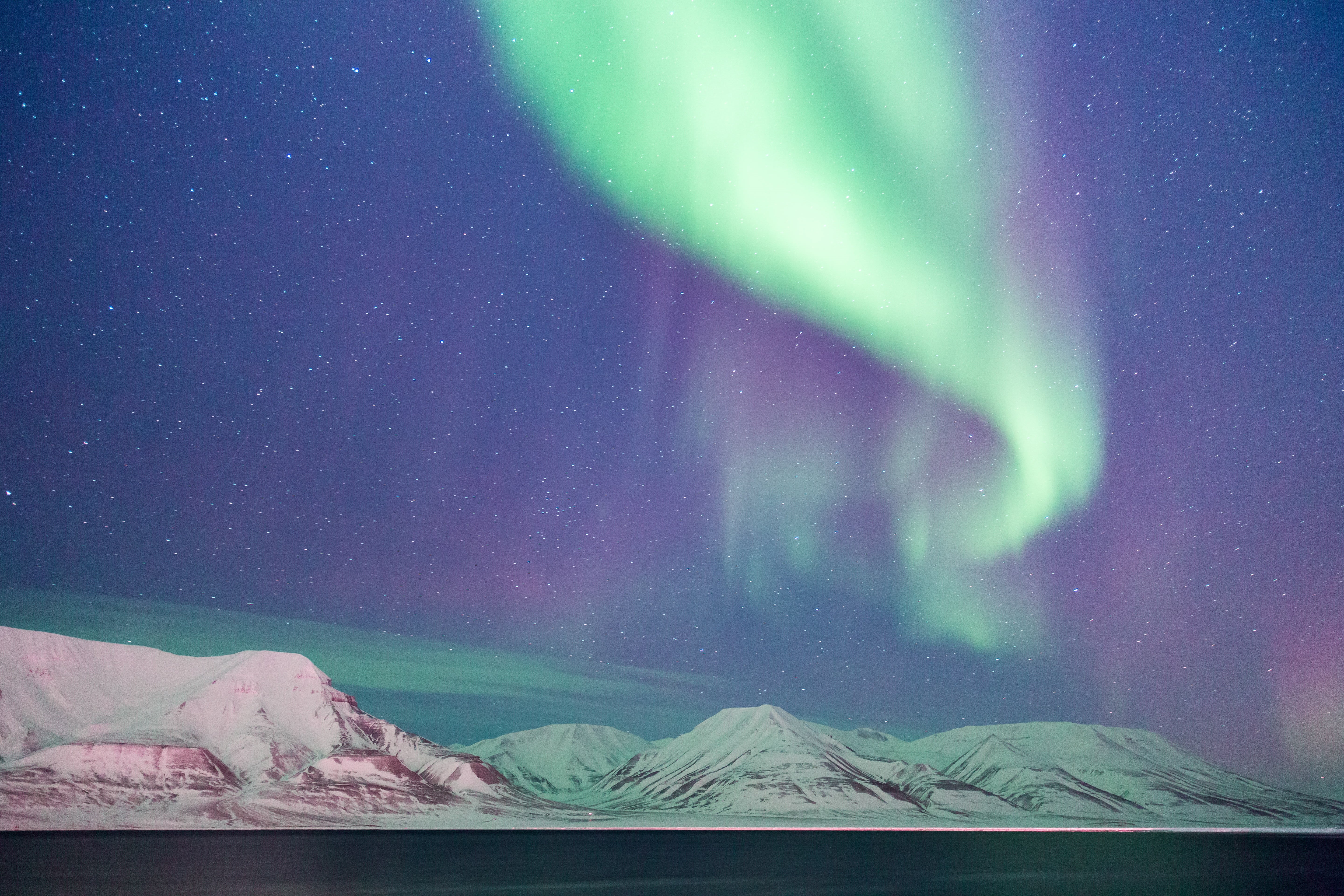 night, winter, borealis, astronomy, landscape, stargazing, polar lights, outdoors, scenics - nature, hills, auroras, sky, arctic, 5K, mountain, colors, HD Wallpaper