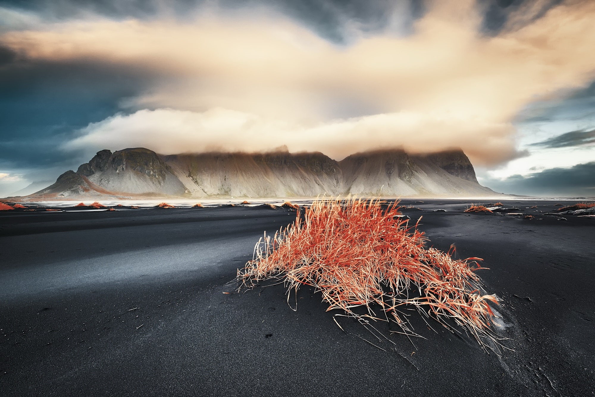 Iceland, nature, 1080P, landscape, Vestrahorn, sky, clouds, HD Wallpaper
