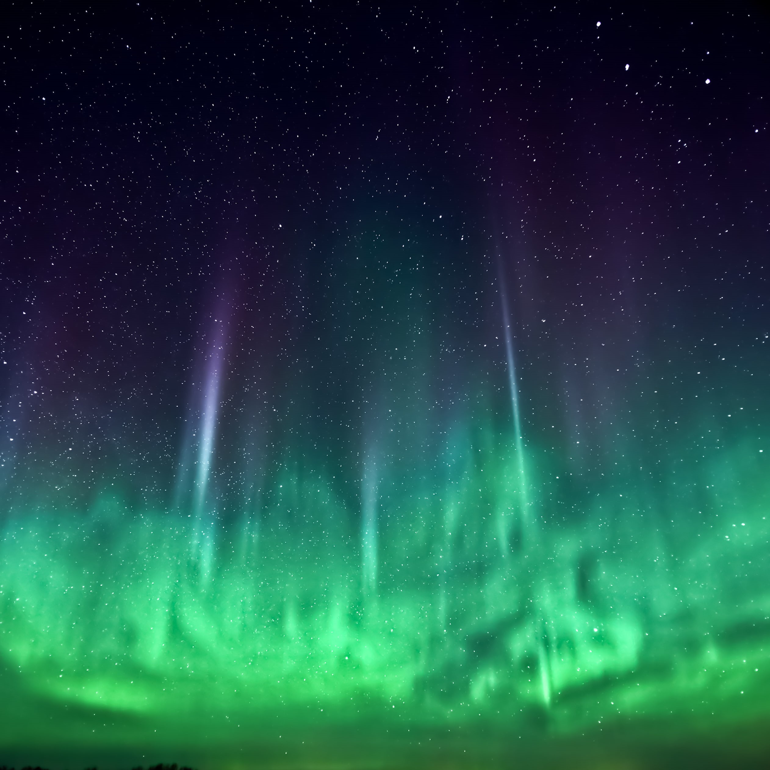 sky, Apple Inc., aurorae, night, space art, stars, space, iOS 7, 1080P, Phone HD Wallpaper