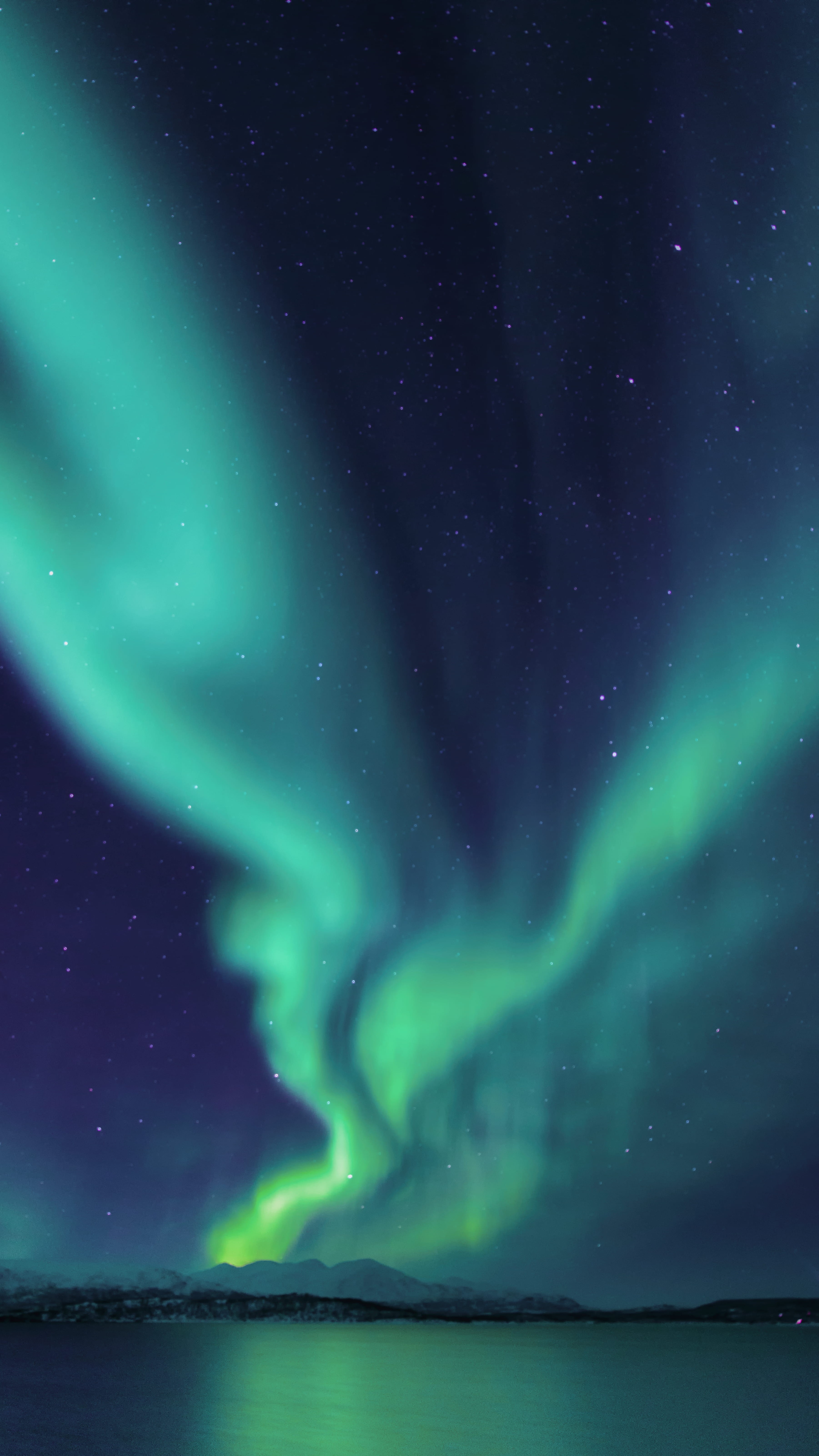northern light, star, nature, astronomy, green, space, northernlight, tranquil scene, near, aerial, scenics - nature, aurora polaris, green color, sea, Phone HD Wallpaper