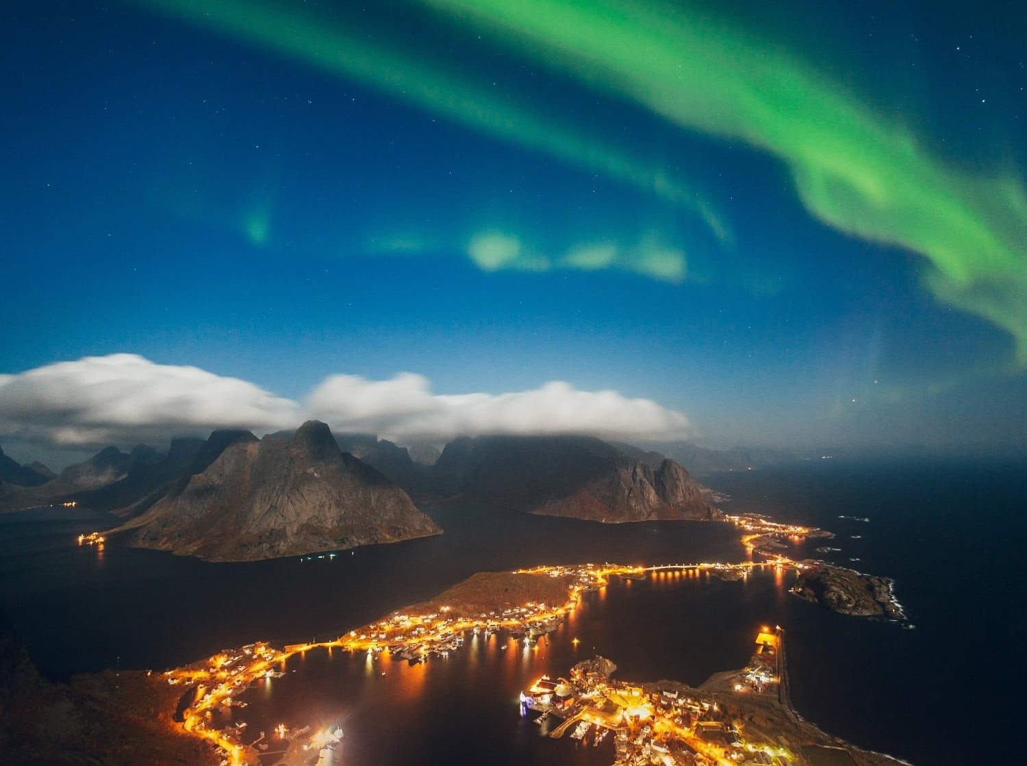 Lofoten Islands, scenics - nature, nature, 720P, landscape, photography, lights, tranquility, mountain, tranquil scene, light, no people, cloud - sky, HD Wallpaper