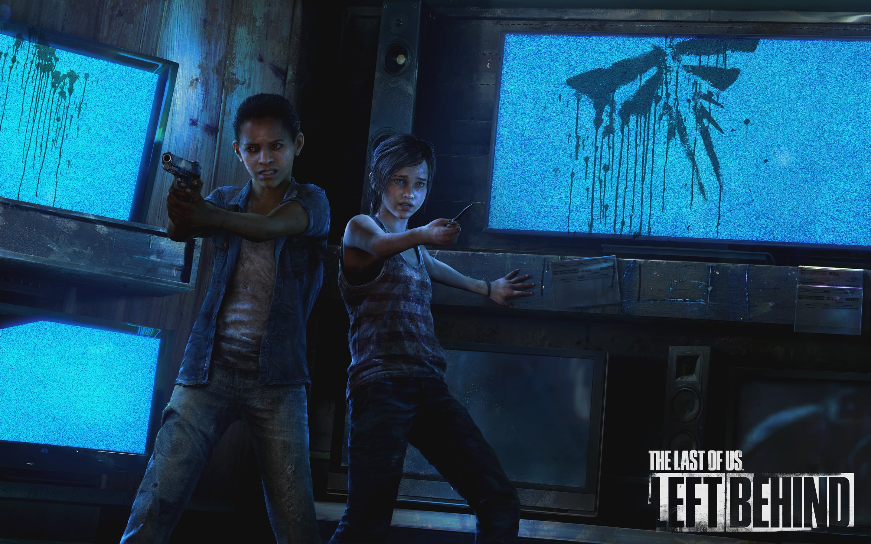 girlfriend, people, childhood, Naughty Dog, real people, boys, casual clothing, gun, portrait, last, togetherness, fear, 2K, screen, weapons, HD Wallpaper