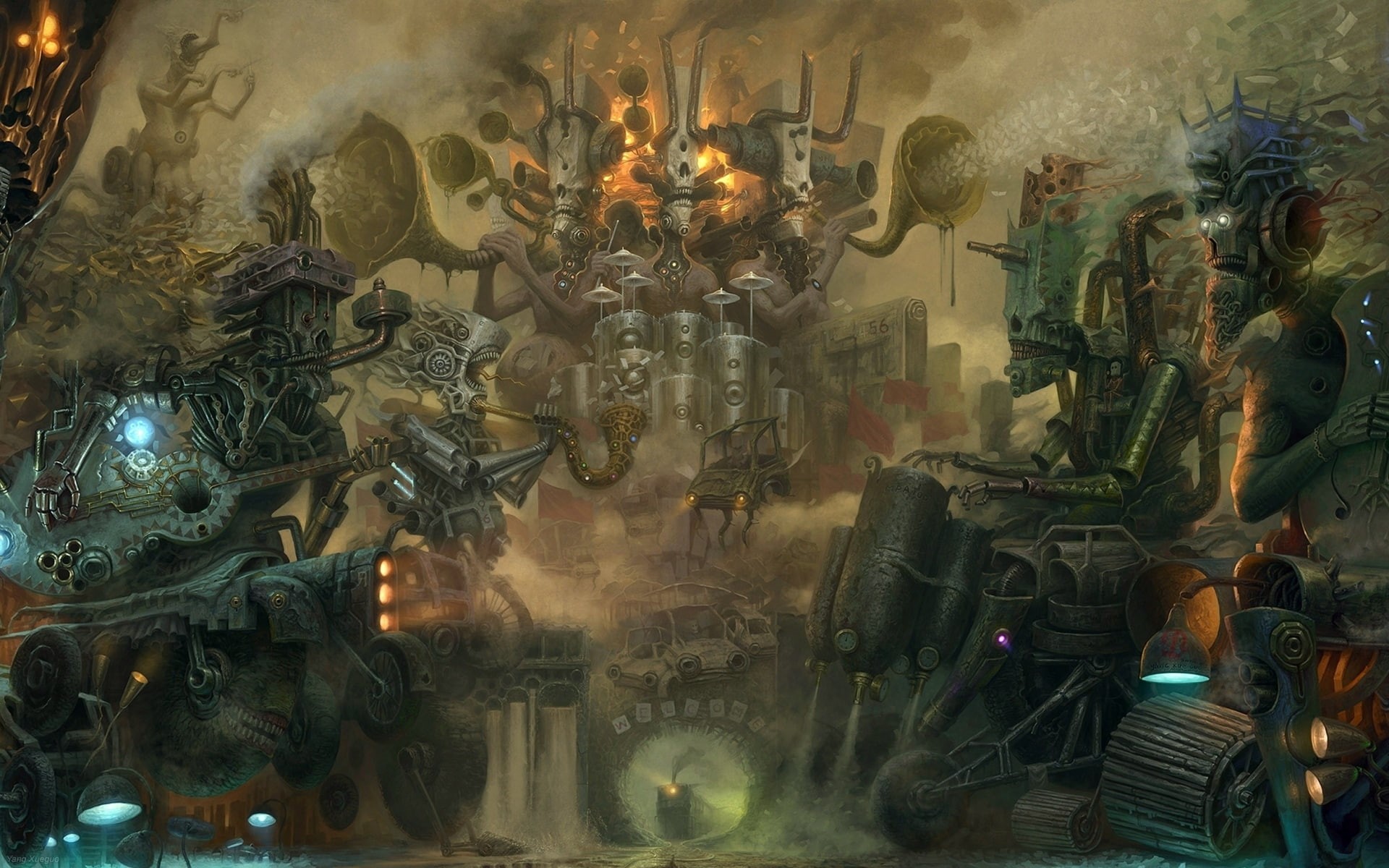 creativity, punk, steam, Place, Dark, spooky, glass - material, painting, spirituality, choice, belief, Cyber, cyborg, digital, monsters, CG, science, car, HD Wallpaper