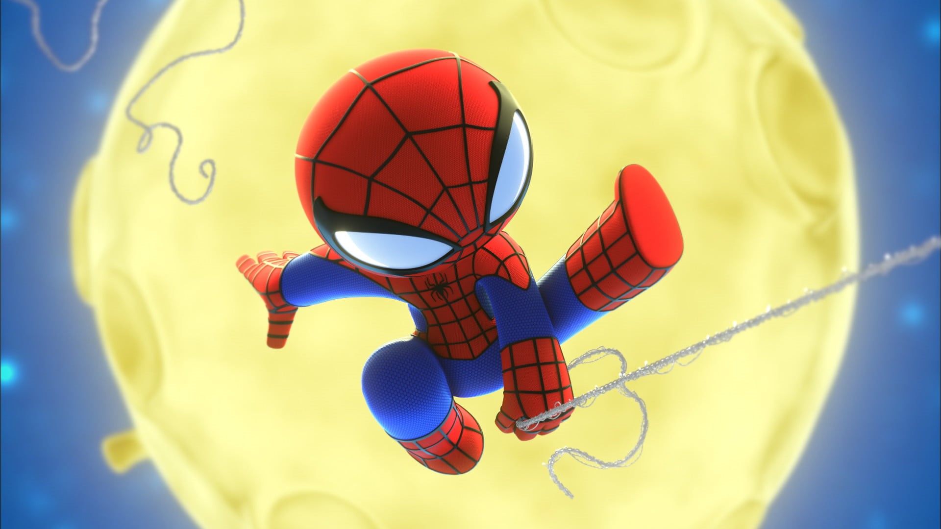 1080P, artist, artstation, no people, sunlight, sphere, toy, sport, artwork, mid-air, low angle view, spiderman, outdoors, yellow, blue, ball, art and craft, HD Wallpaper